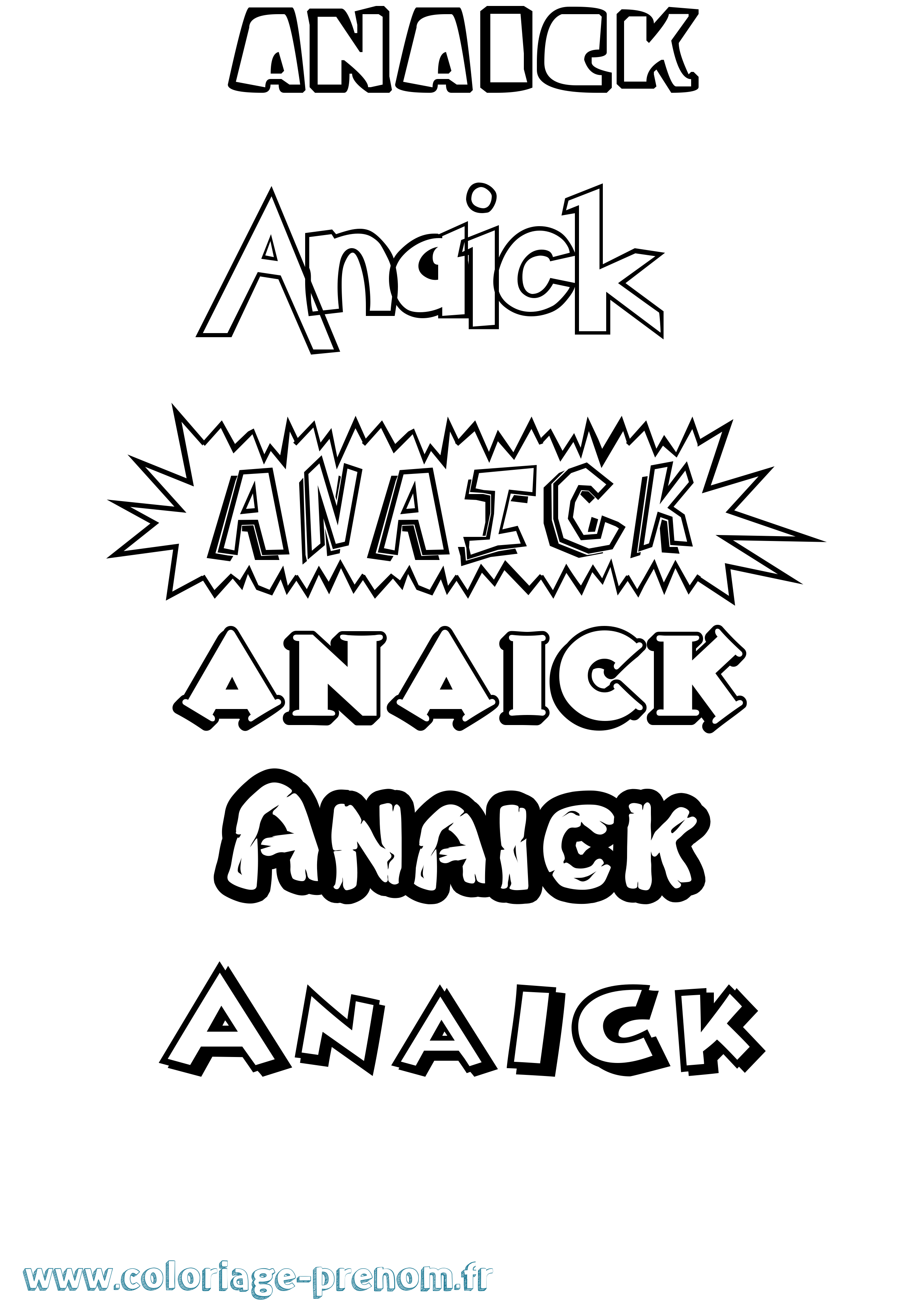 Coloriage Anaick Dessin Animé Coloriage prénom Anaick Dessin Animé