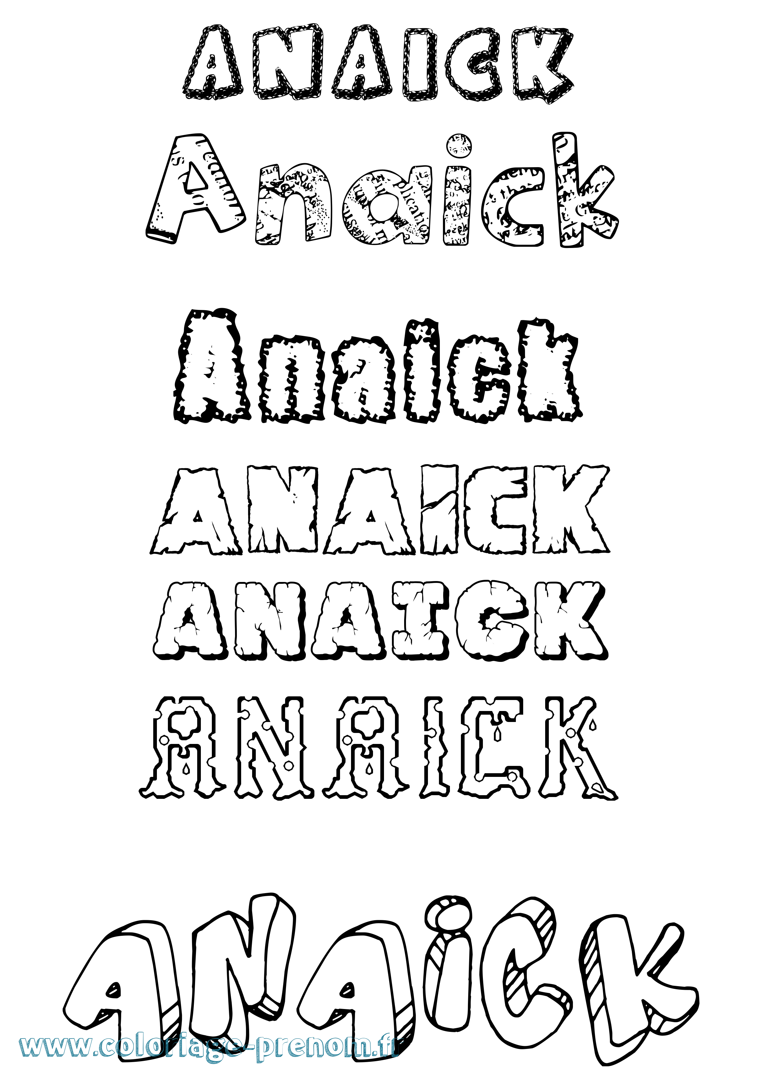Coloriage Anaick Destructuré Coloriage prénom Anaick Destructuré