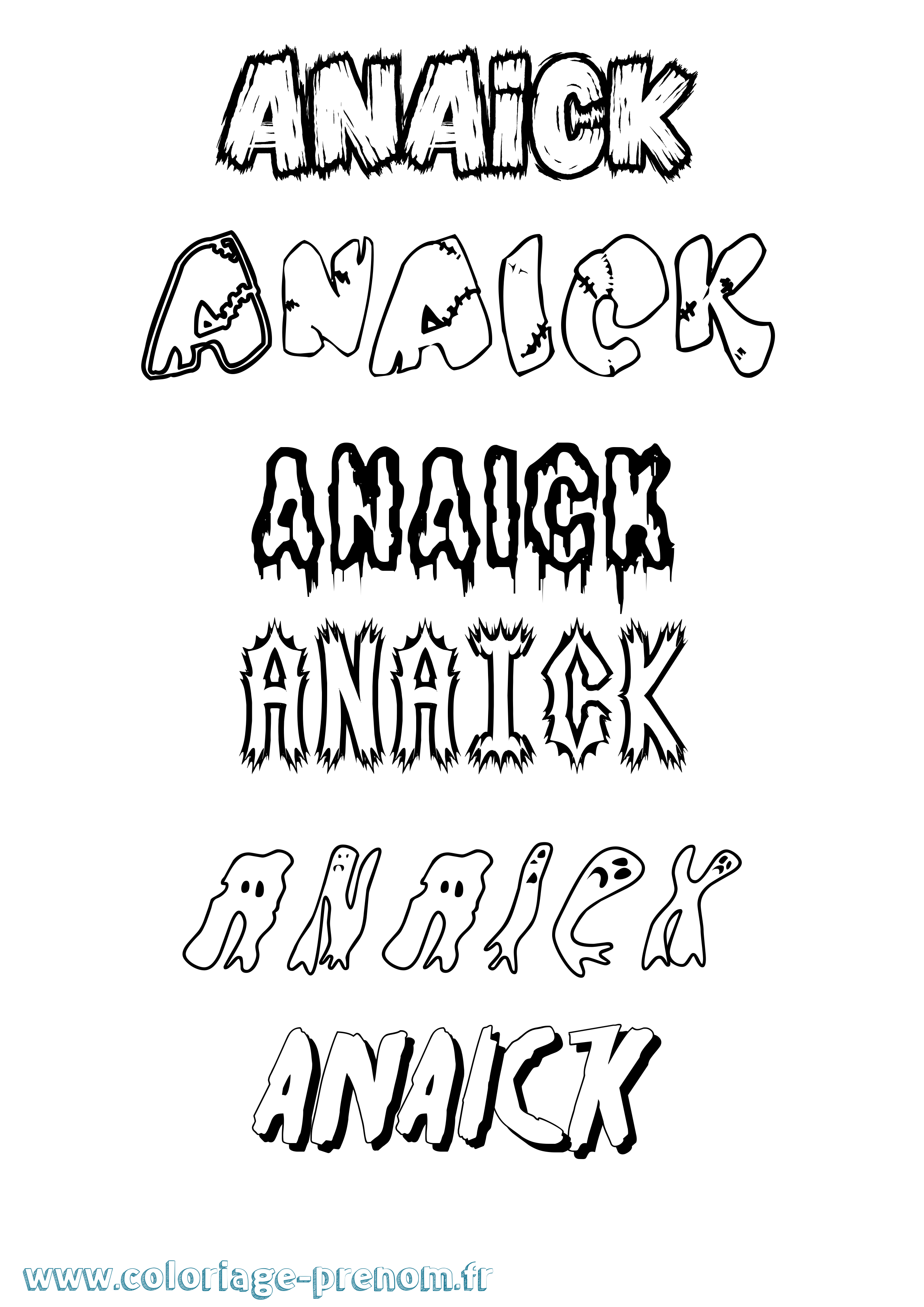 Coloriage Anaick Frisson Coloriage prénom Anaick Frisson