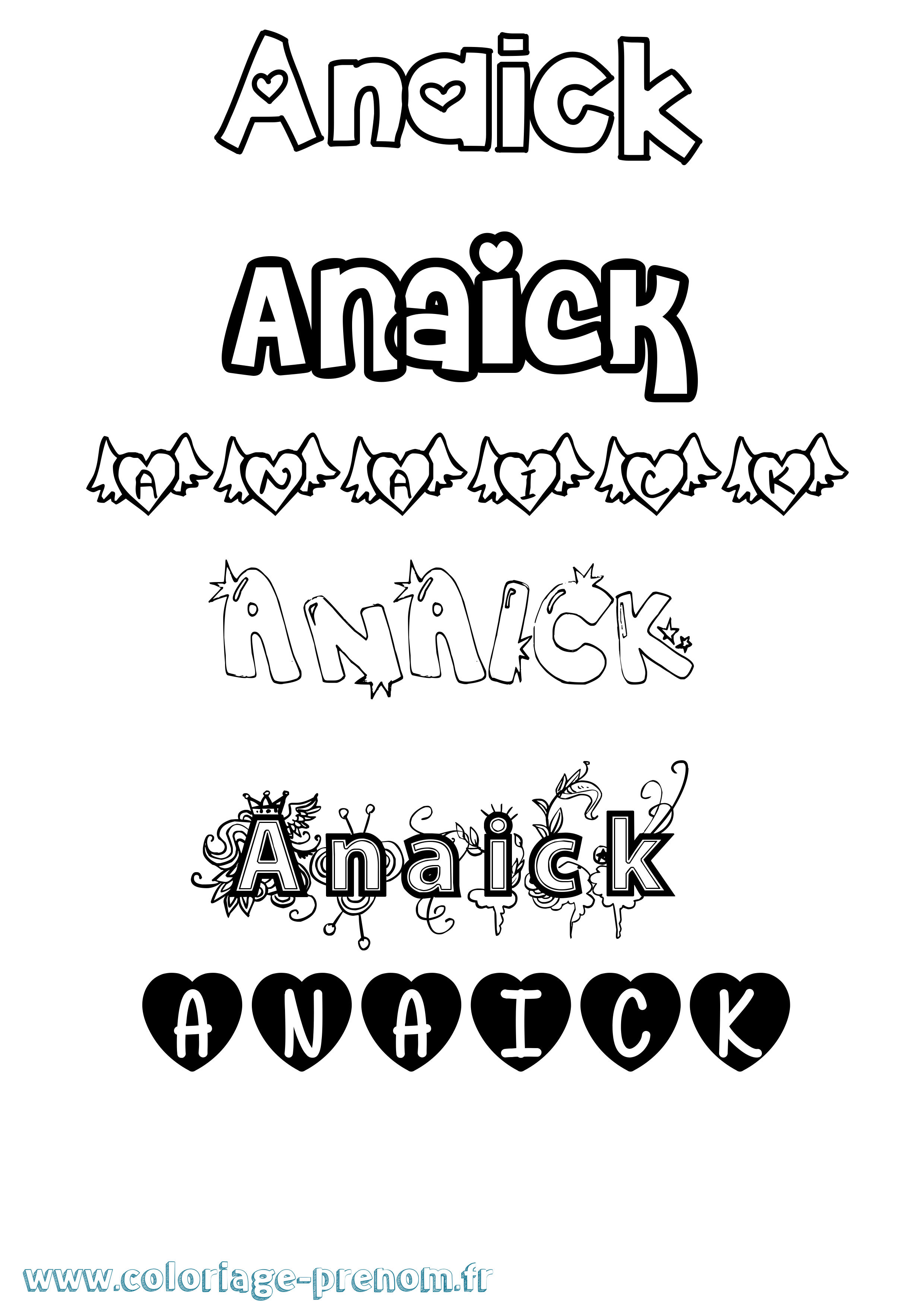 Coloriage Anaick Girly Coloriage prénom Anaick Girly