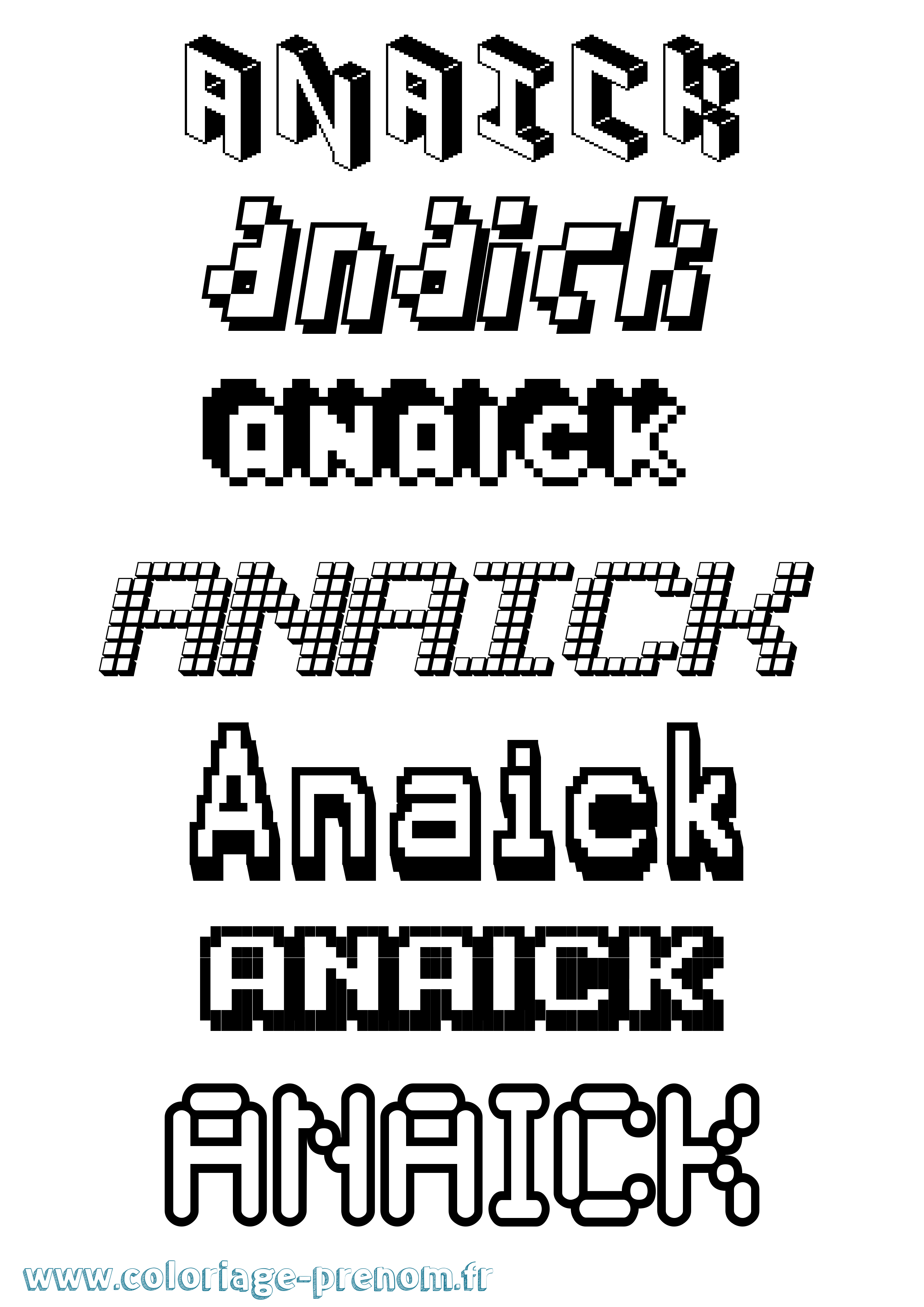 Coloriage Anaick Pixel Coloriage prénom Anaick Pixel