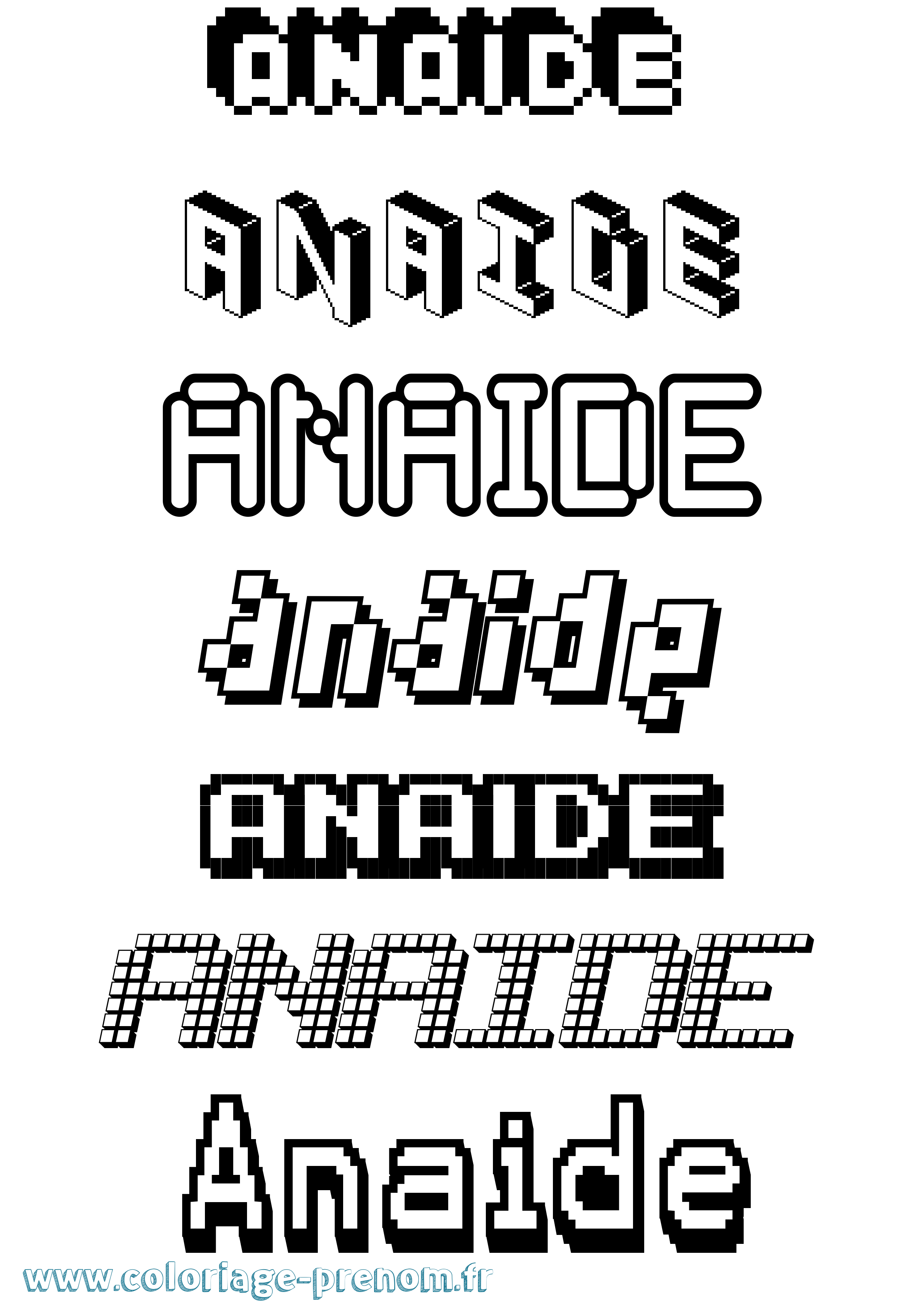 Coloriage Anaide Pixel Coloriage prénom Anaide Pixel