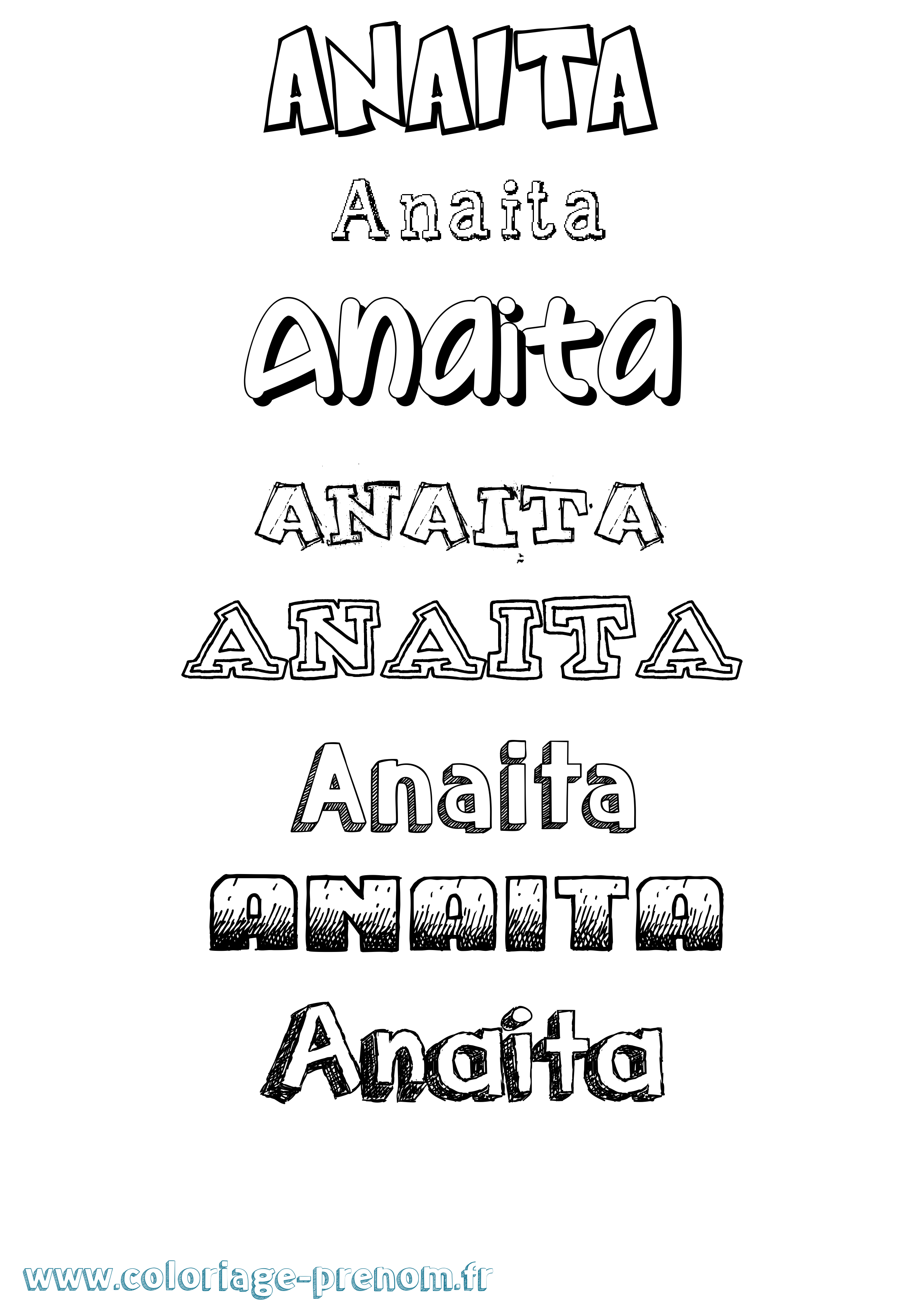 Coloriage Anaita Dessiné Coloriage prénom Anaita Dessiné