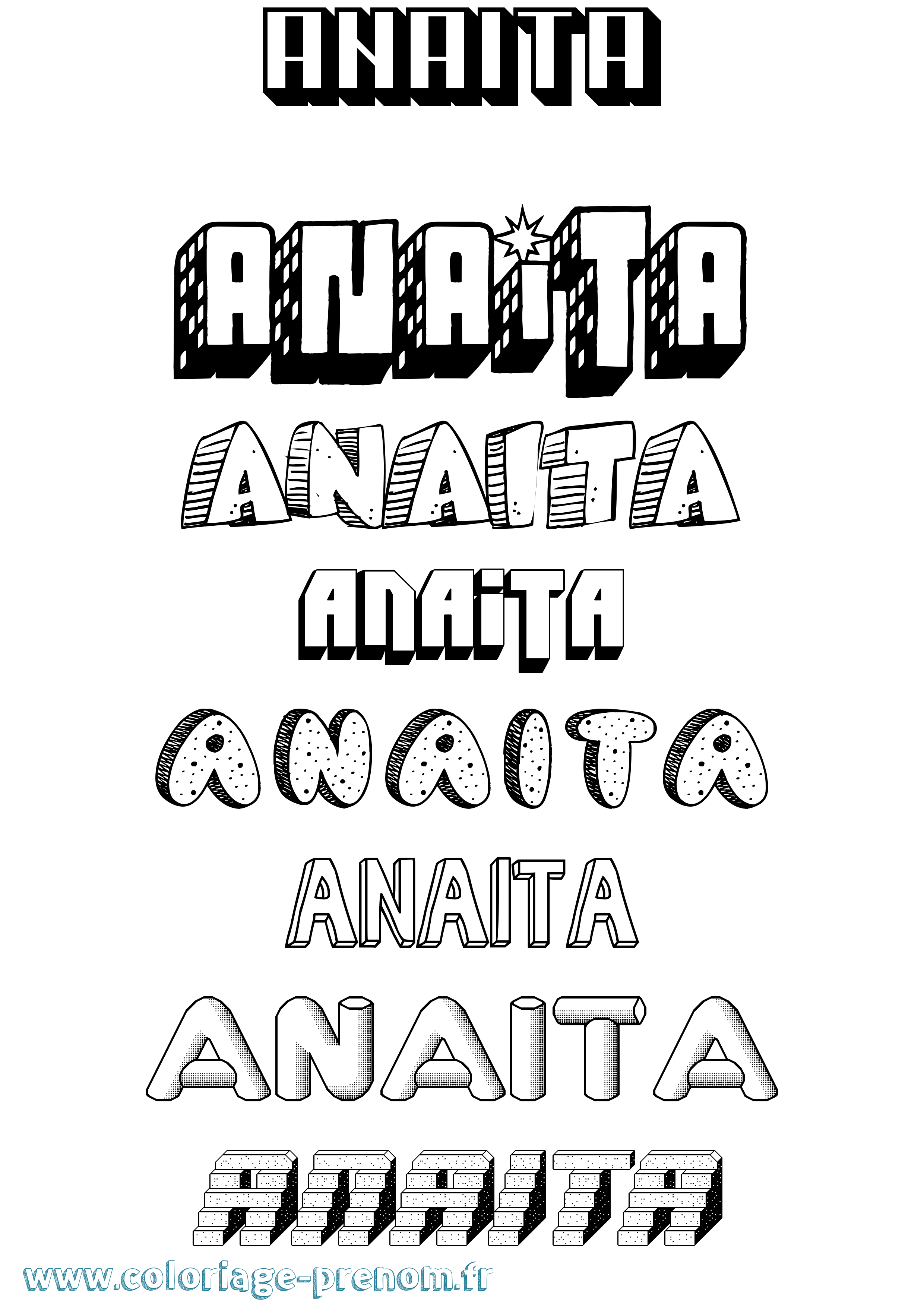 Coloriage Anaita Effet 3D Coloriage prénom Anaita Effet 3D