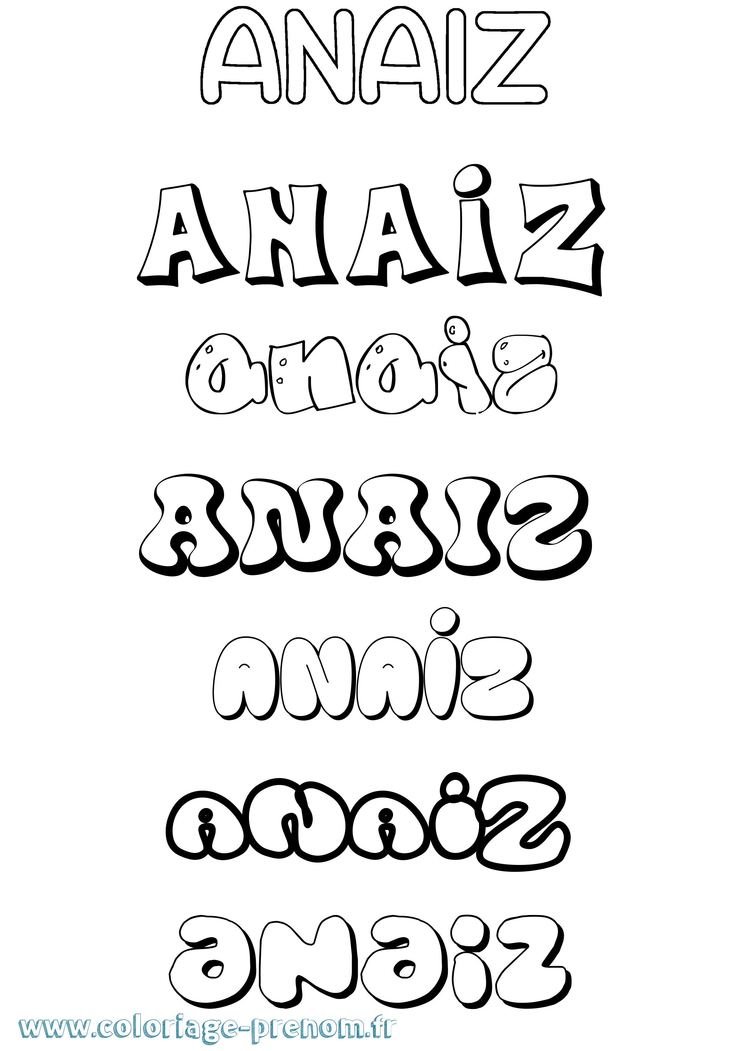 Coloriage Anaiz Bubble Coloriage prénom Anaiz Bubble