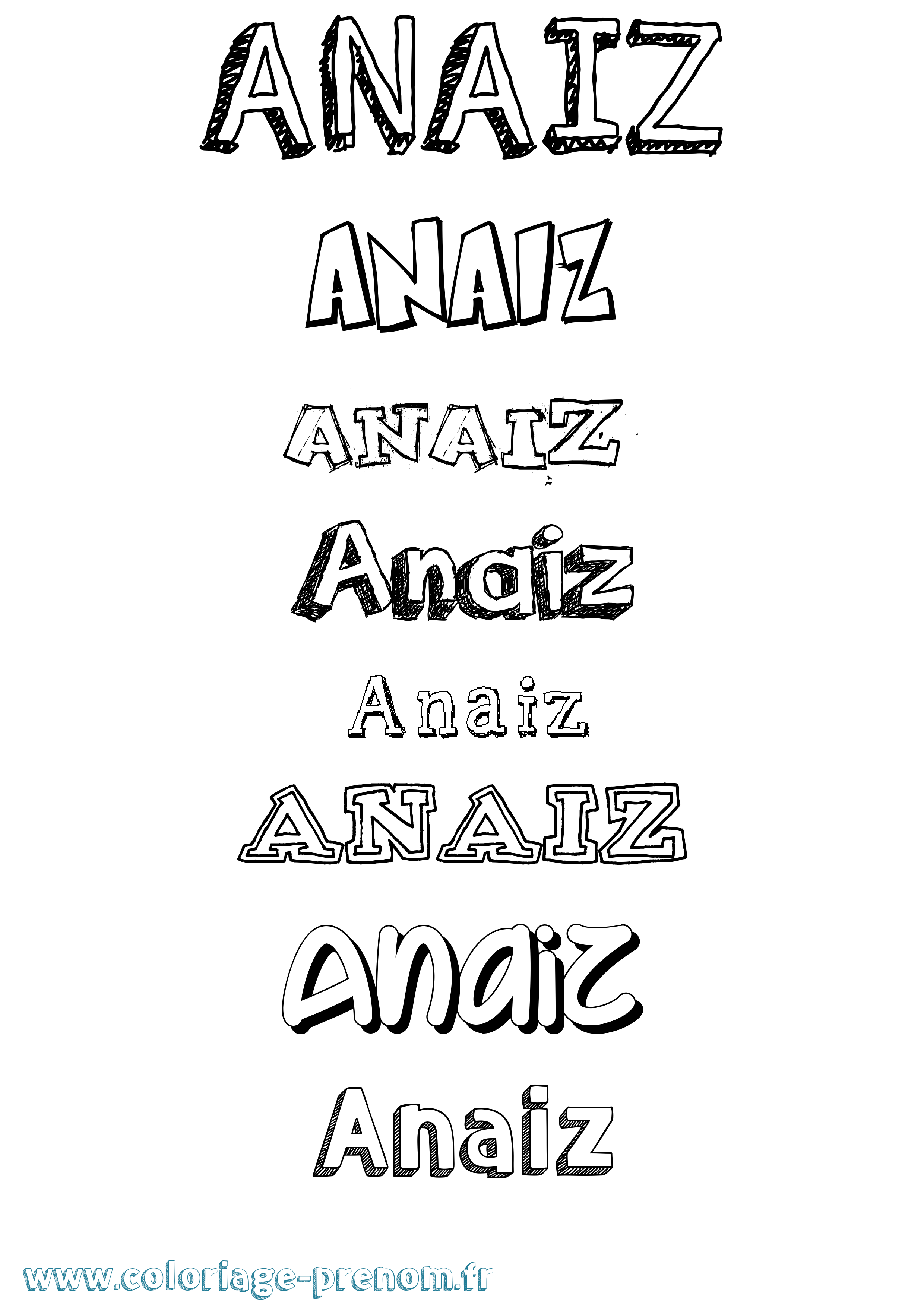 Coloriage Anaiz Dessiné Coloriage prénom Anaiz Dessiné