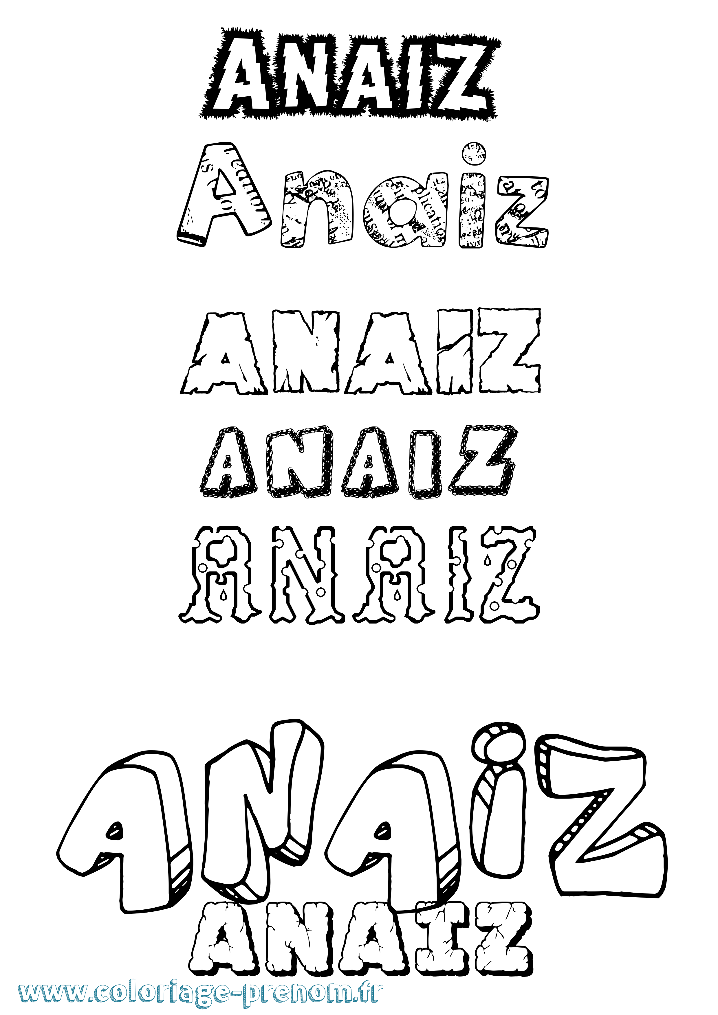 Coloriage Anaiz Destructuré Coloriage prénom Anaiz Destructuré