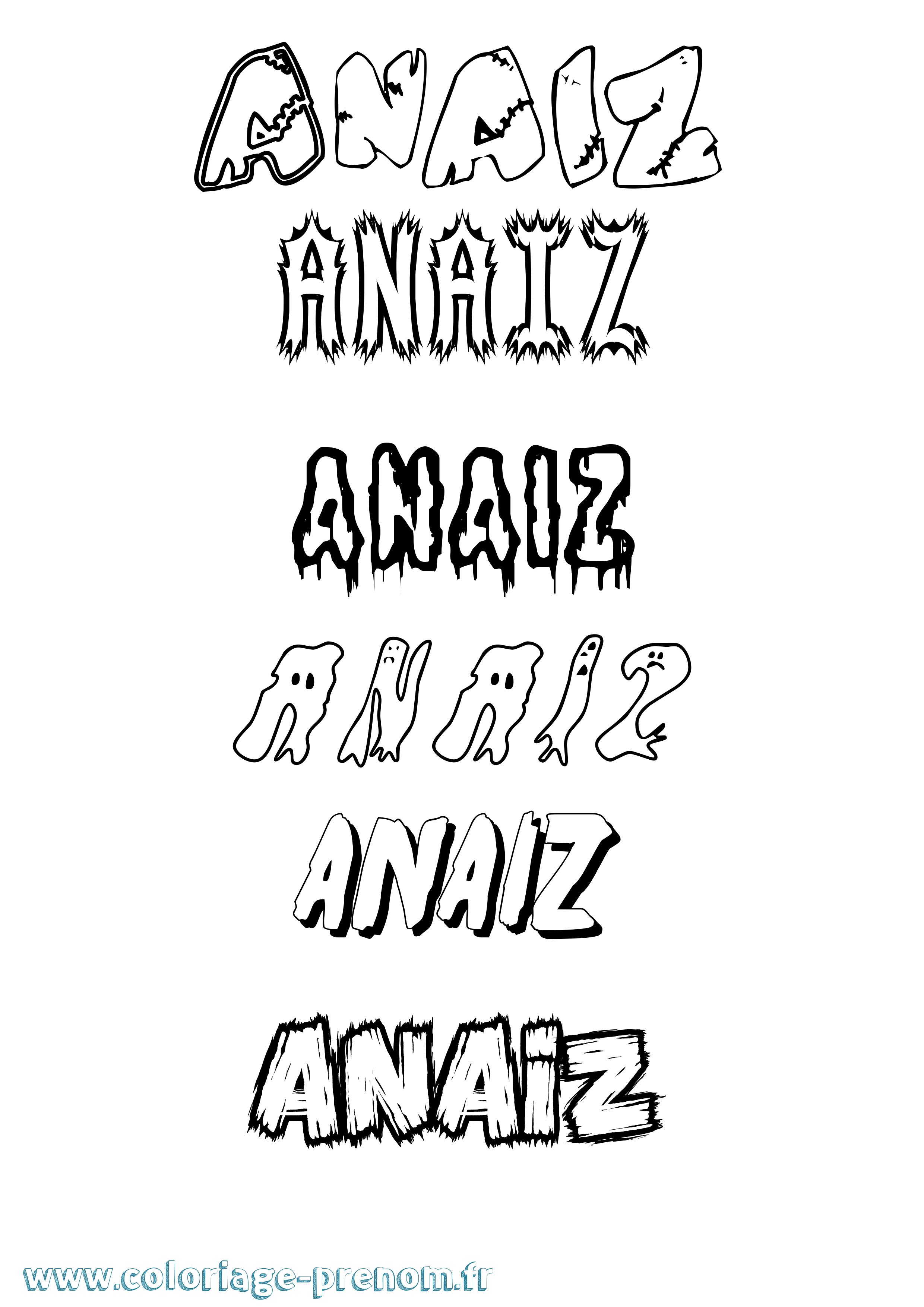 Coloriage Anaiz Frisson Coloriage prénom Anaiz Frisson