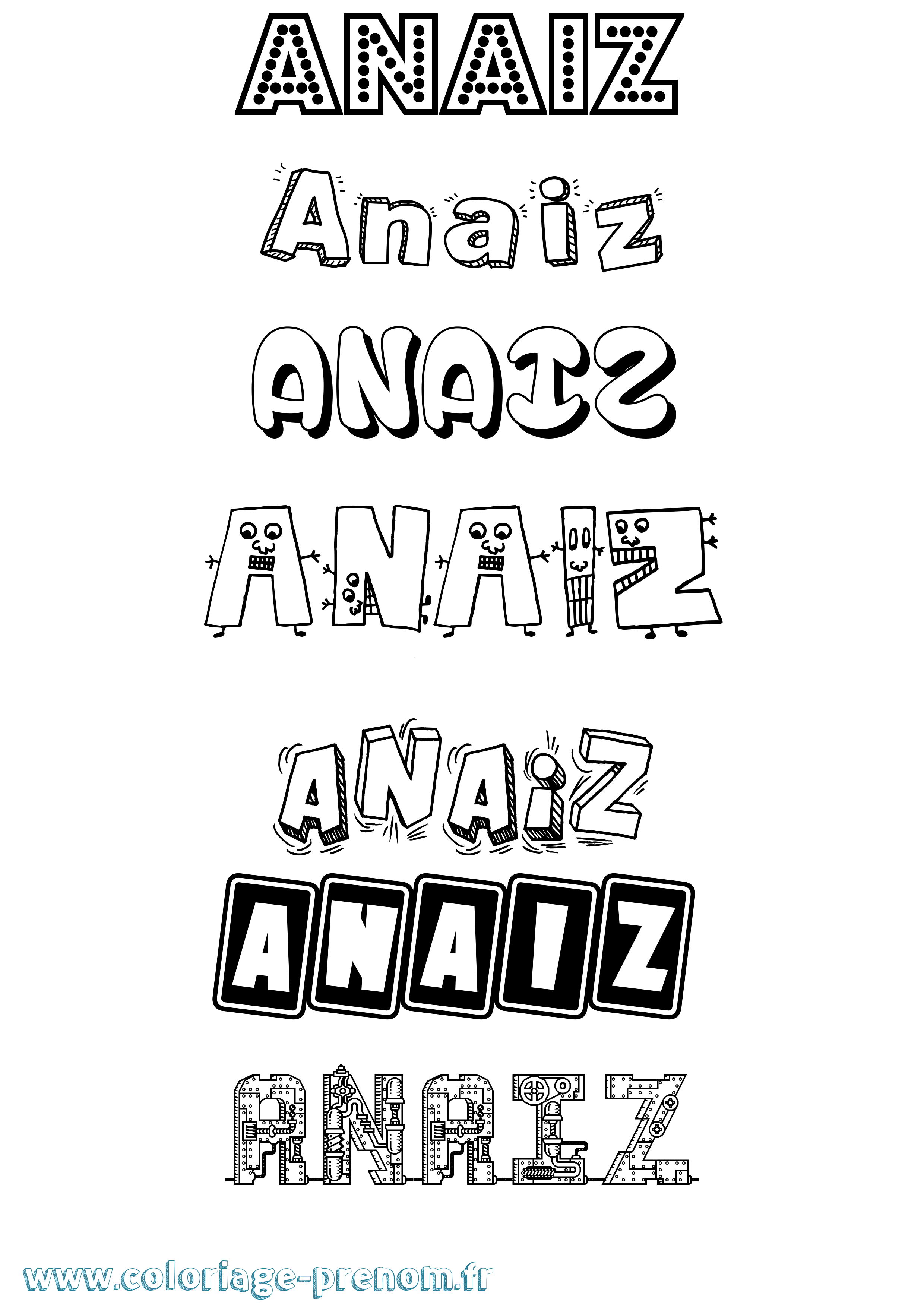 Coloriage Anaiz Fun Coloriage prénom Anaiz Fun