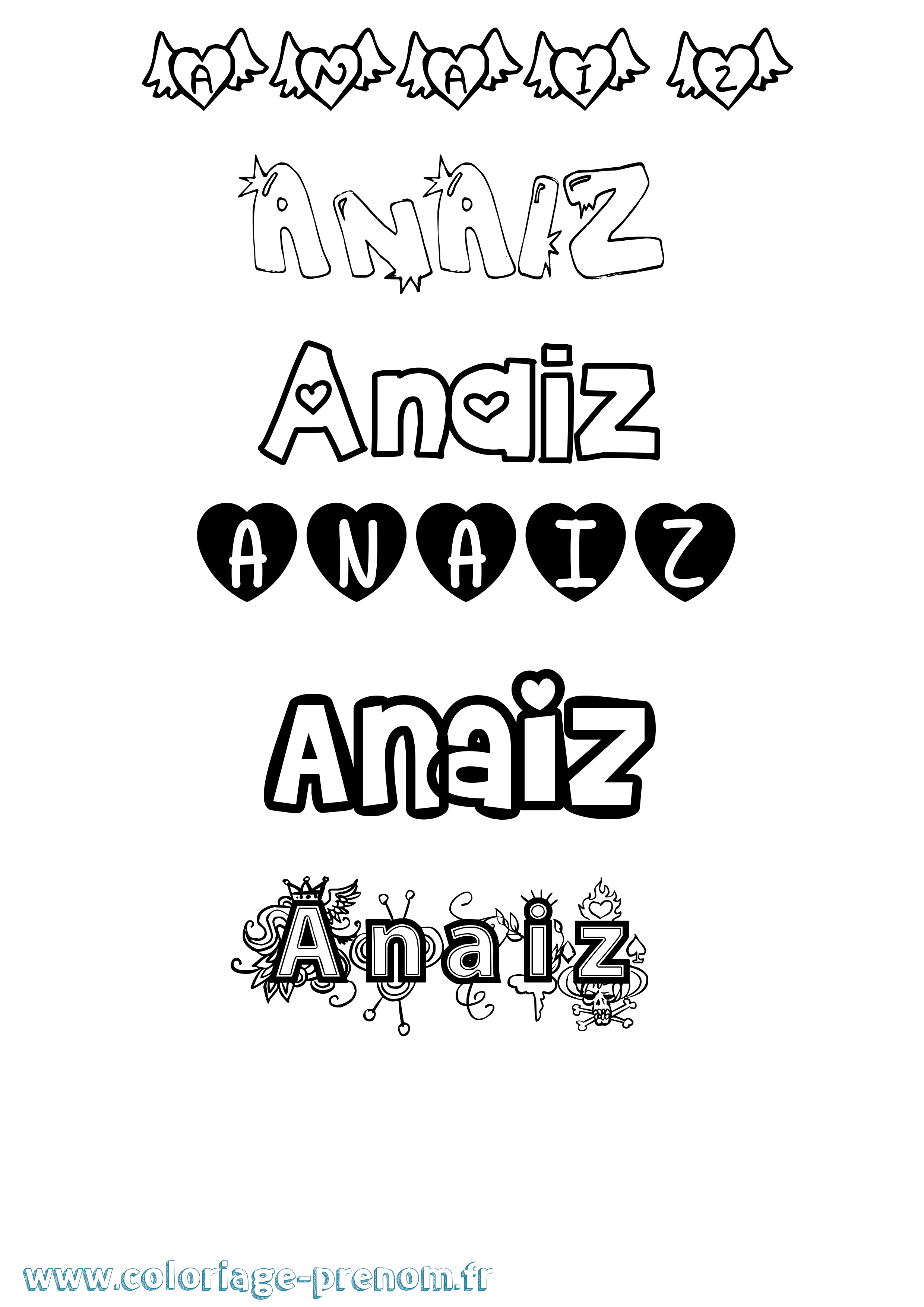 Coloriage Anaiz Girly Coloriage prénom Anaiz Girly