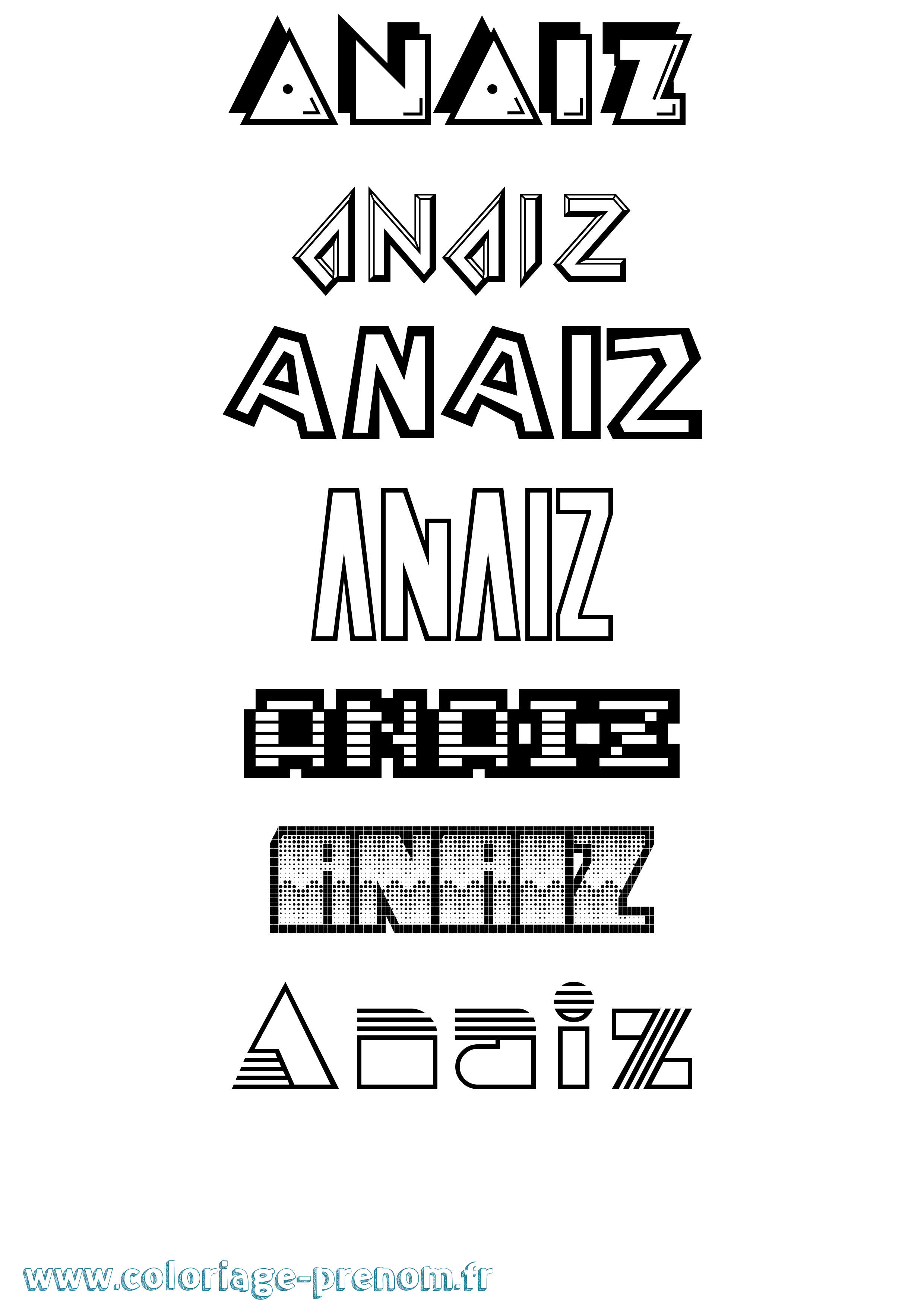 Coloriage Anaiz Jeux Vidéos Coloriage prénom Anaiz Jeux Vidéos