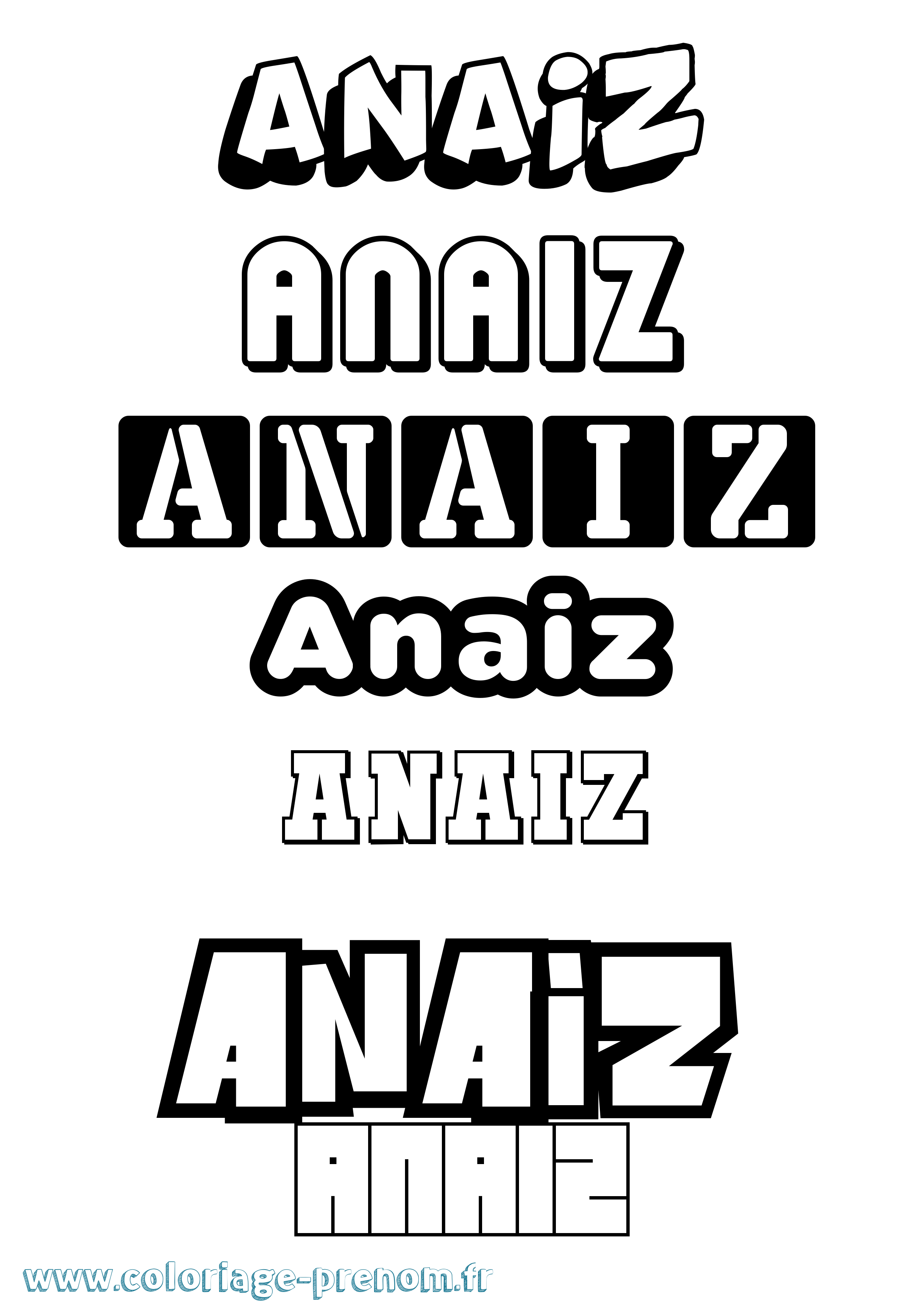 Coloriage Anaiz Simple Coloriage prénom Anaiz Simple