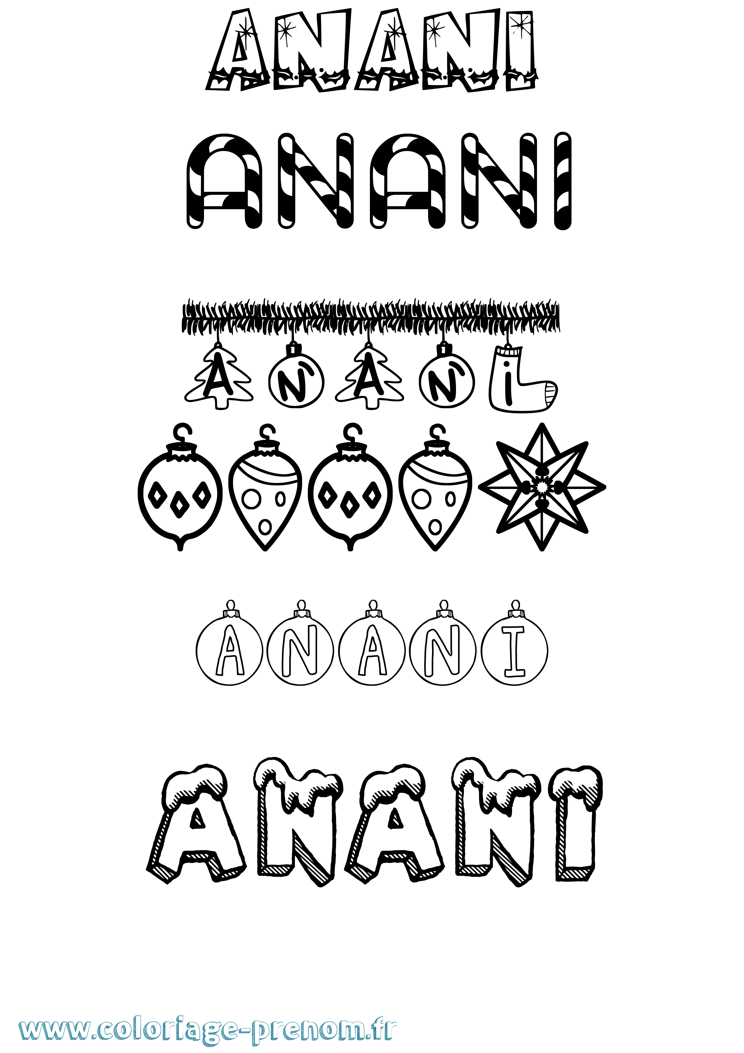 Coloriage Anani Noël Coloriage prénom Anani Noël