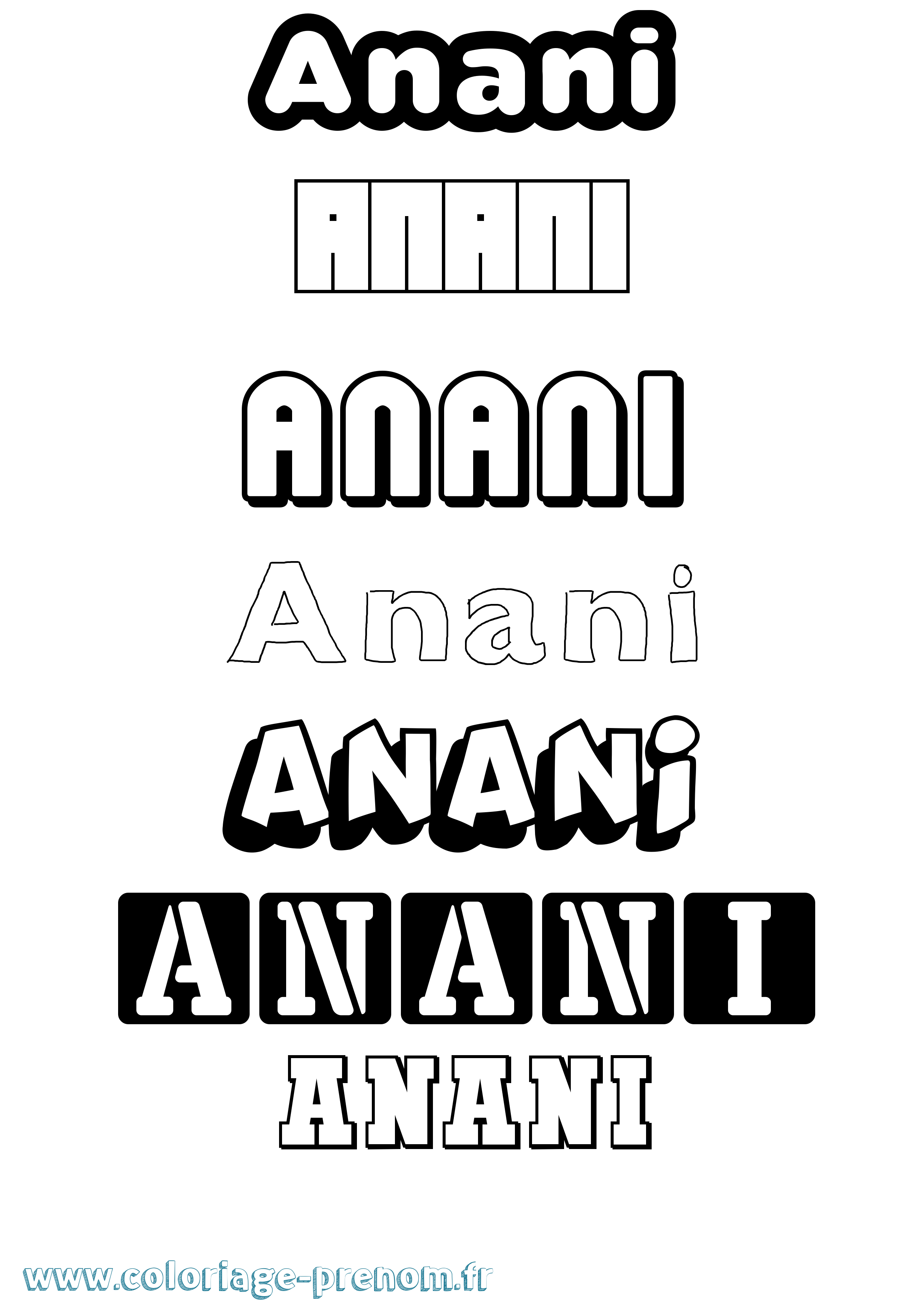 Coloriage Anani Simple Coloriage prénom Anani Simple