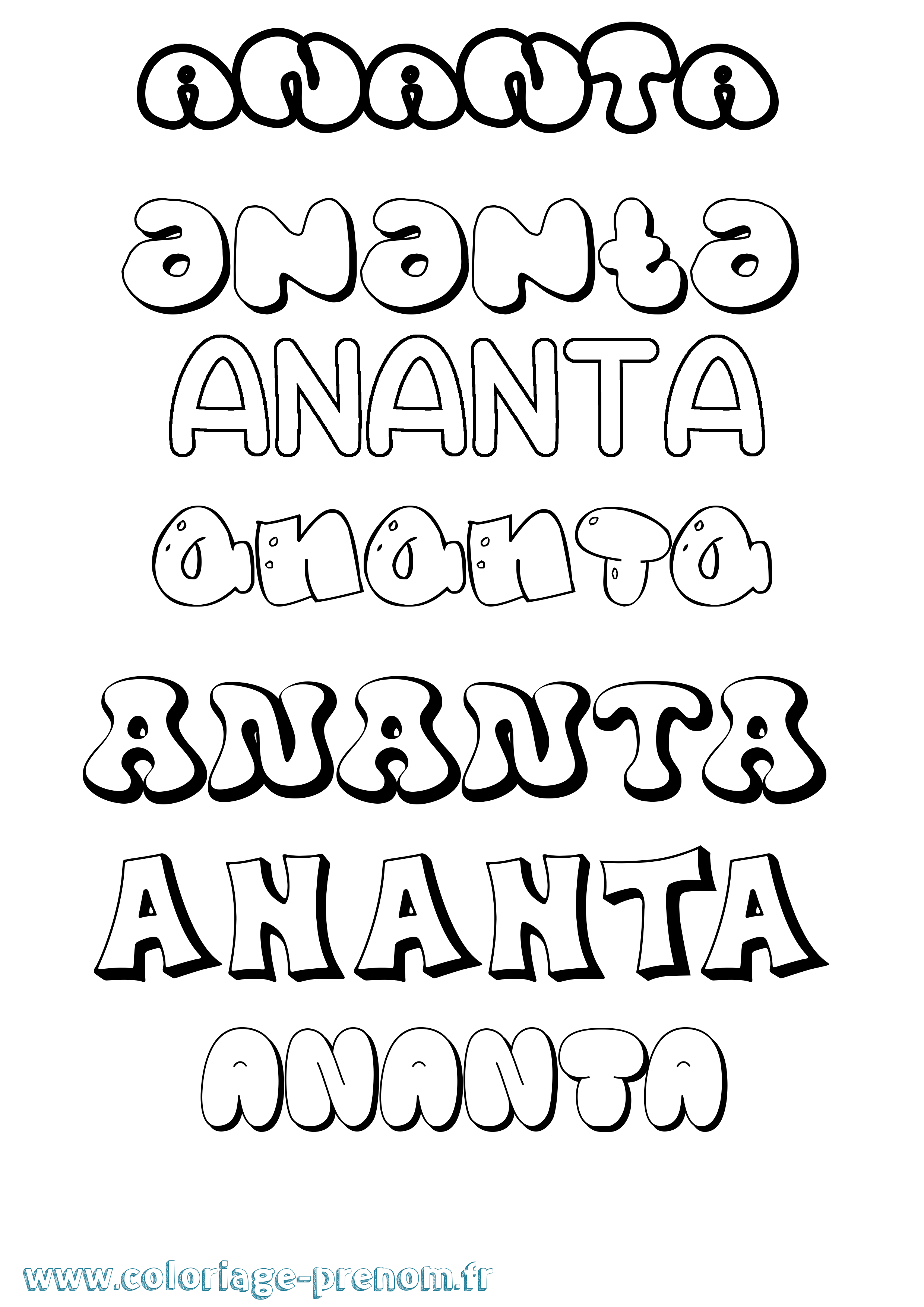 Coloriage Ananta Bubble Coloriage prénom Ananta Bubble