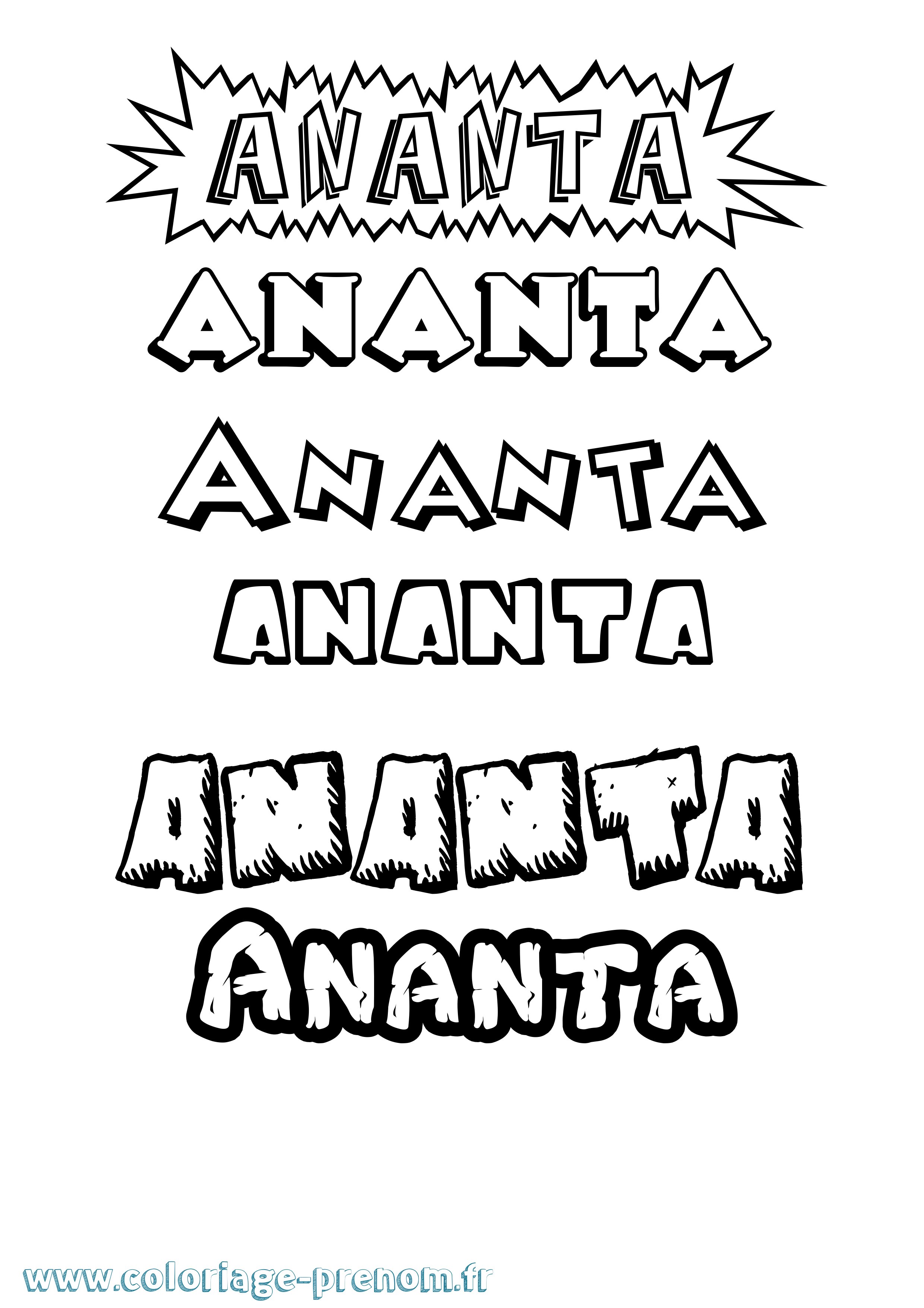 Coloriage Ananta Dessin Animé Coloriage prénom Ananta Dessin Animé