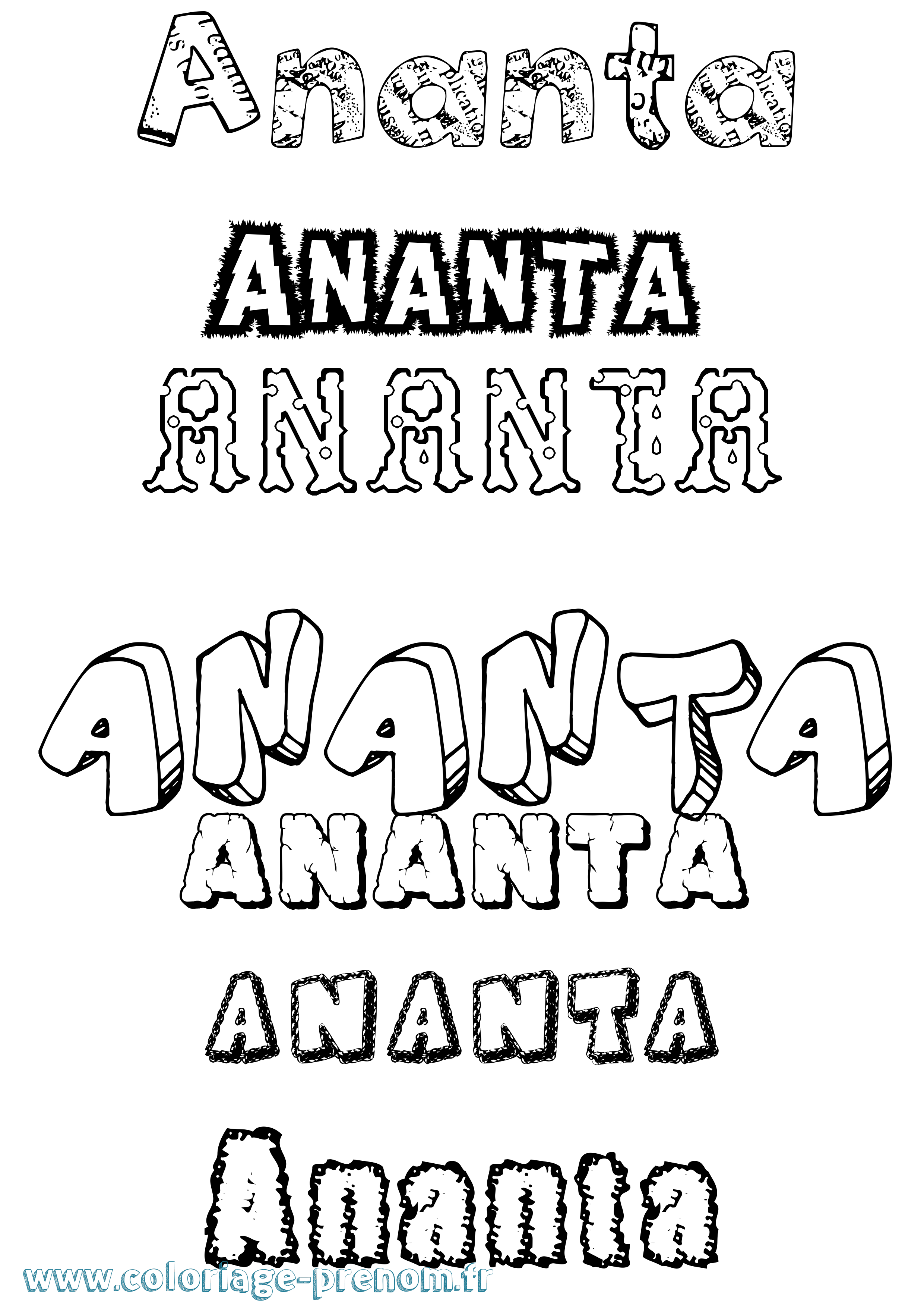 Coloriage Ananta Destructuré Coloriage prénom Ananta Destructuré