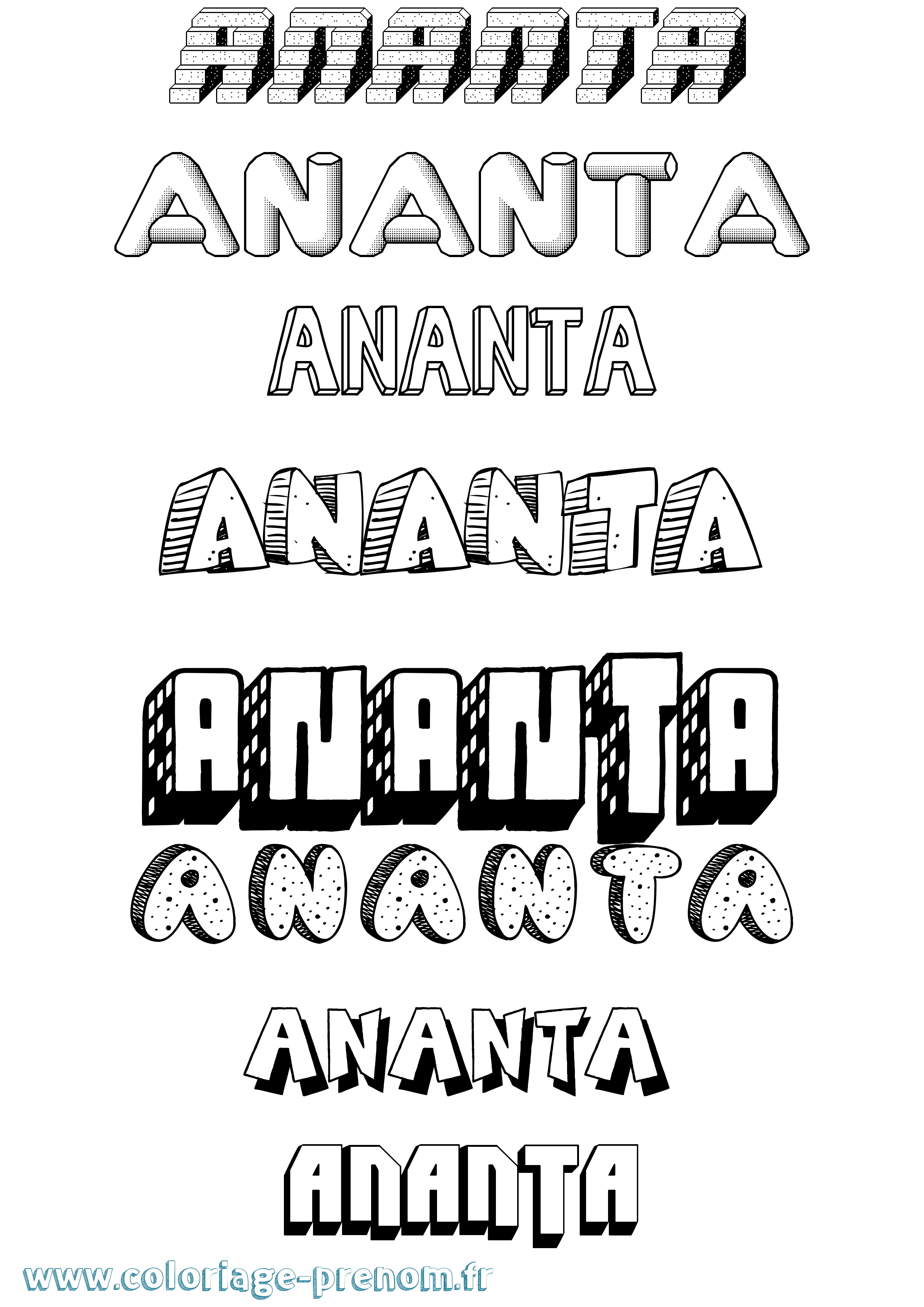 Coloriage Ananta Effet 3D Coloriage prénom Ananta Effet 3D