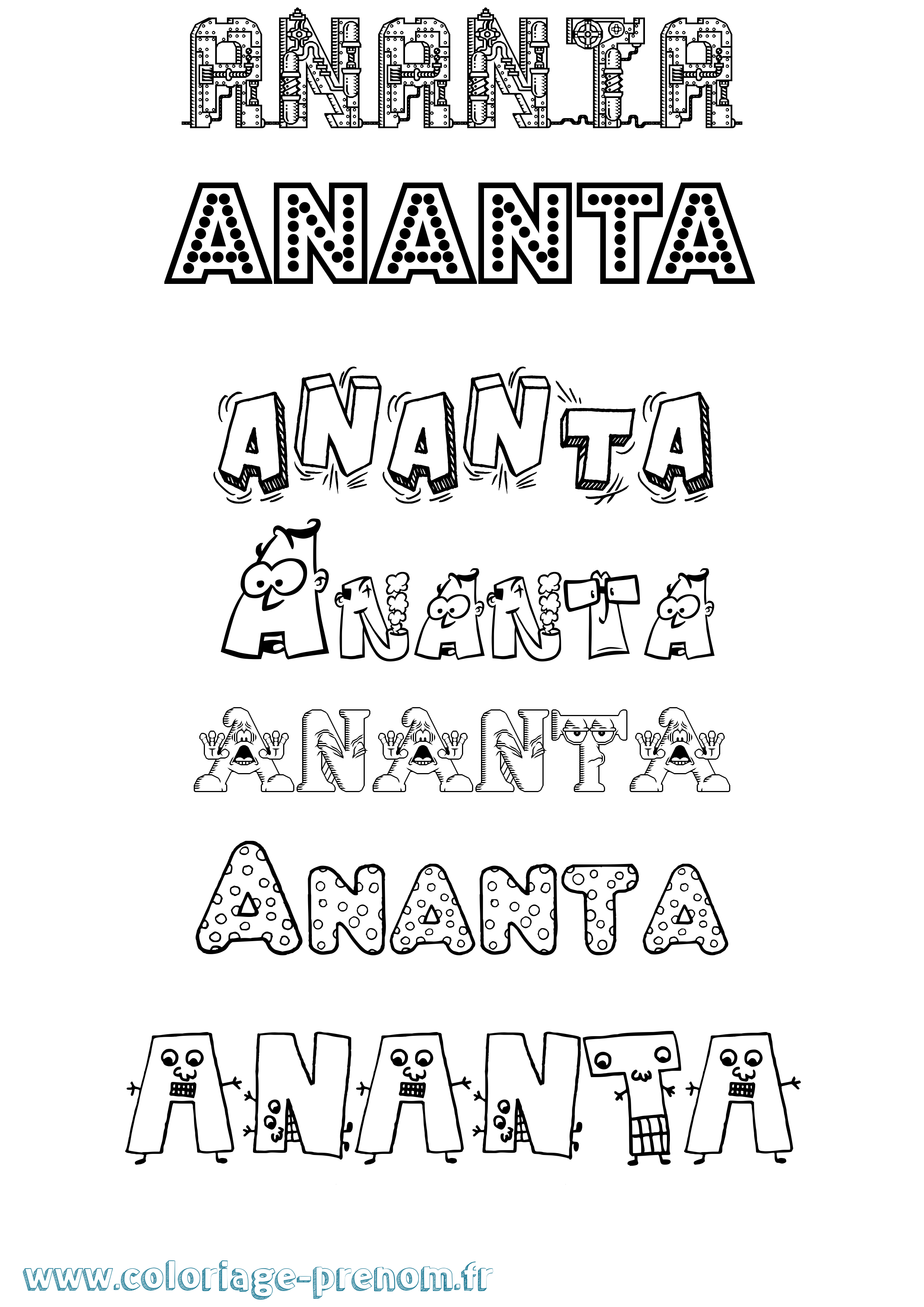 Coloriage Ananta Fun Coloriage prénom Ananta Fun