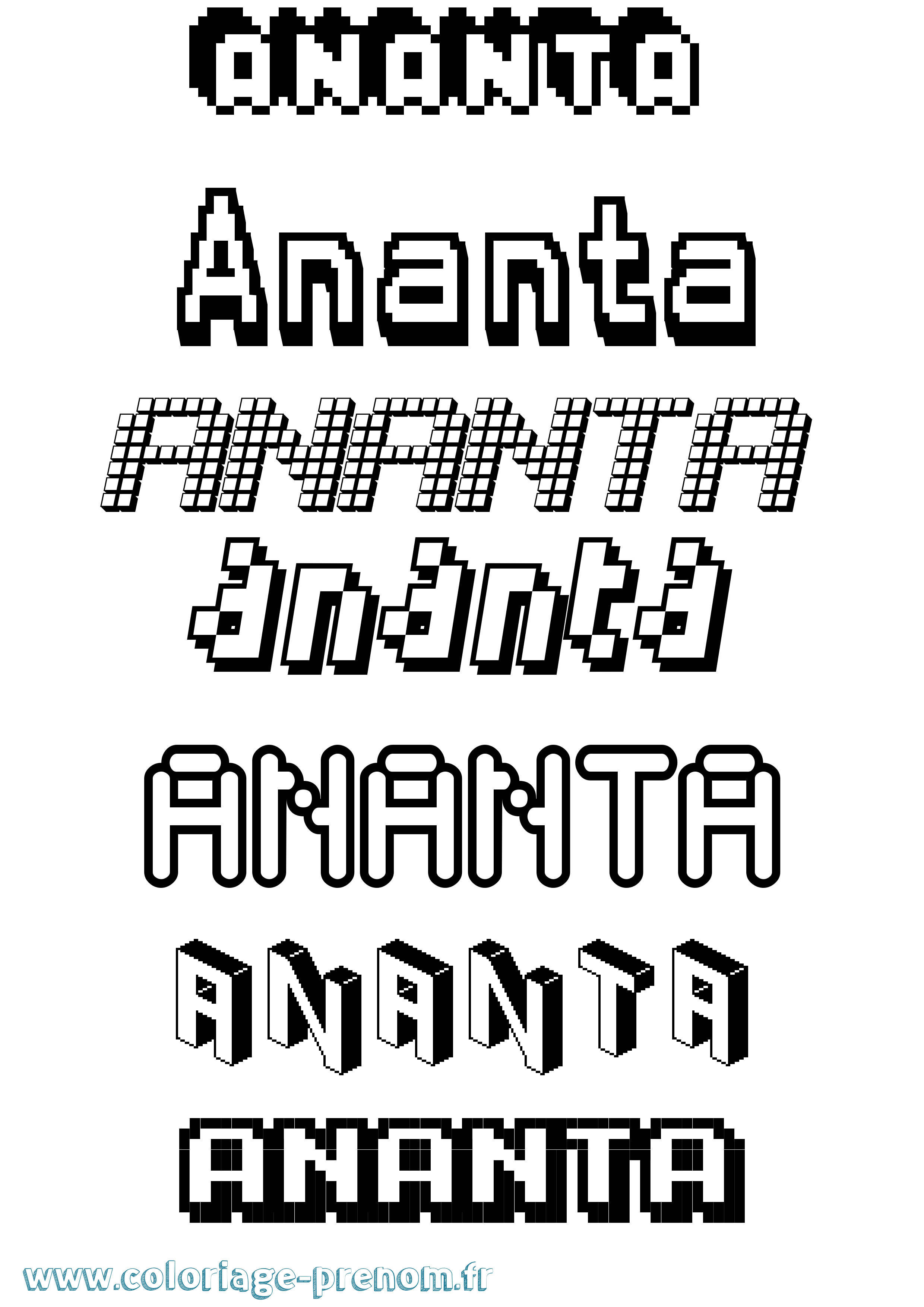 Coloriage Ananta Pixel Coloriage prénom Ananta Pixel