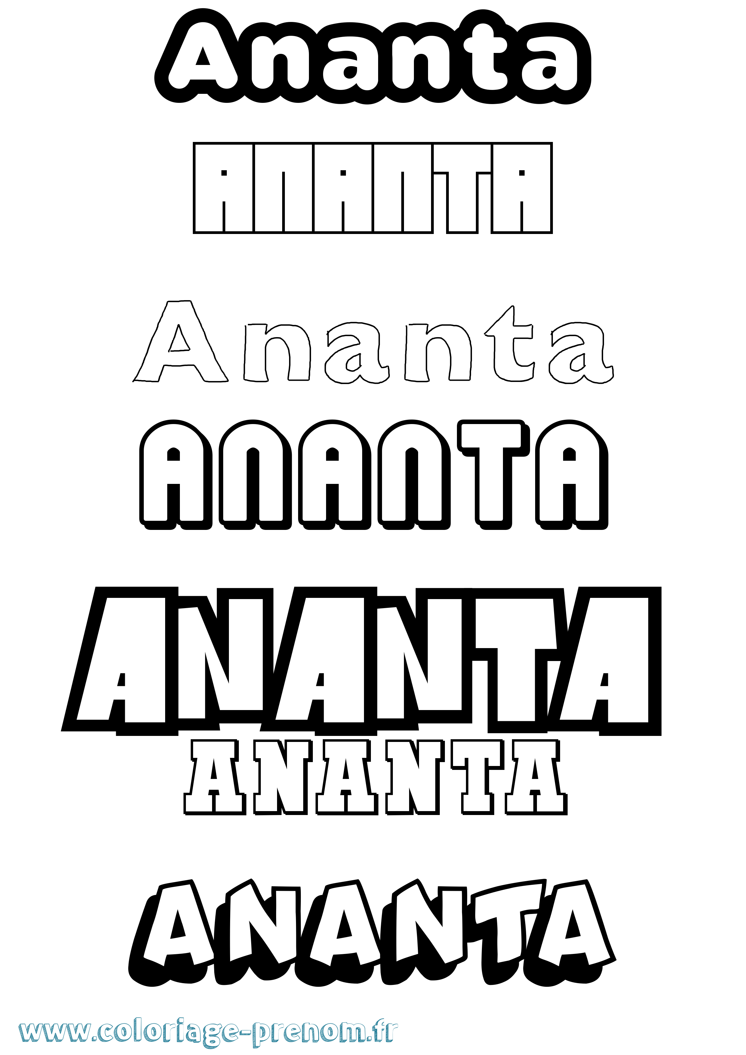 Coloriage Ananta Simple Coloriage prénom Ananta Simple