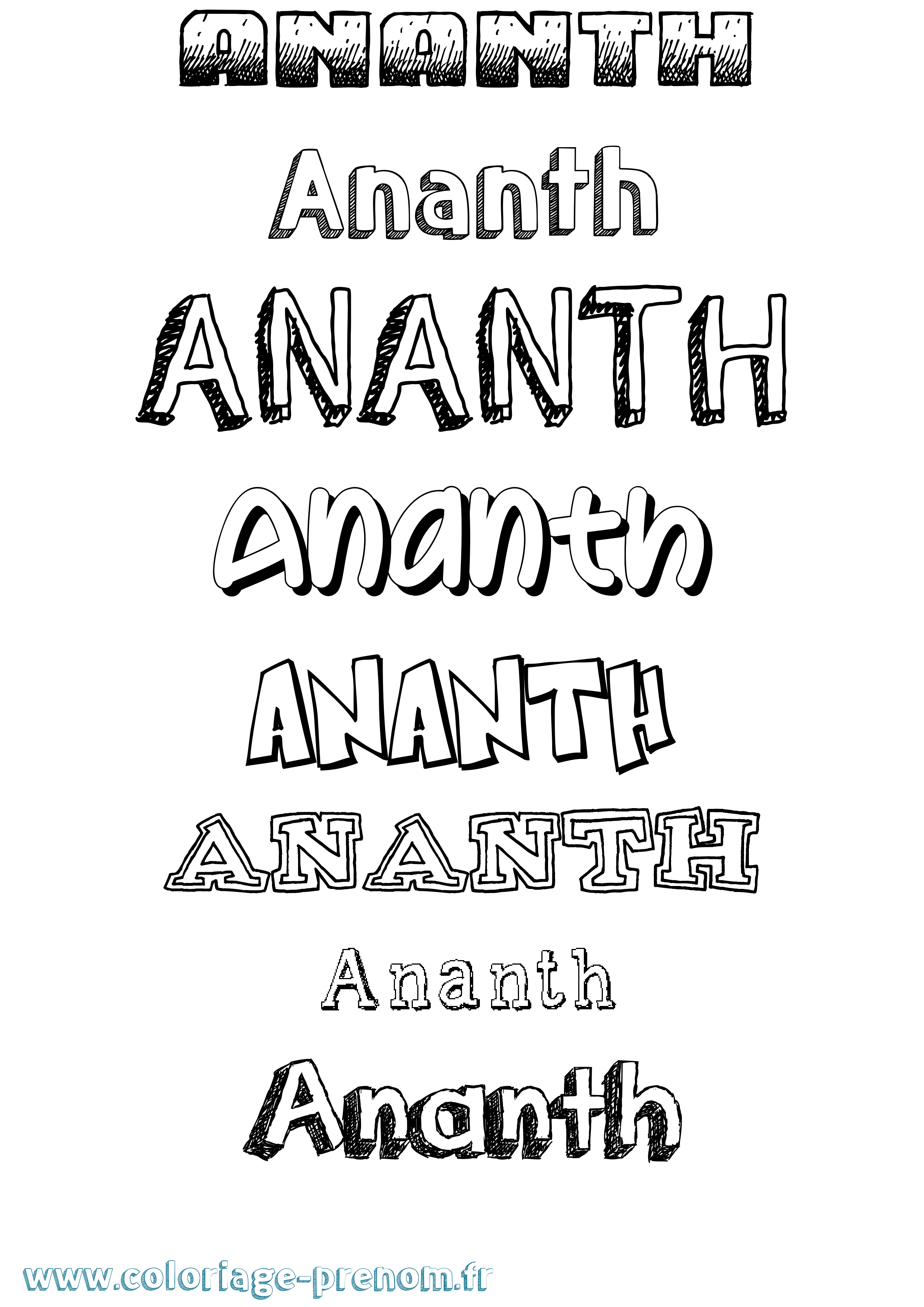 Coloriage Ananth Dessiné Coloriage prénom Ananth Dessiné