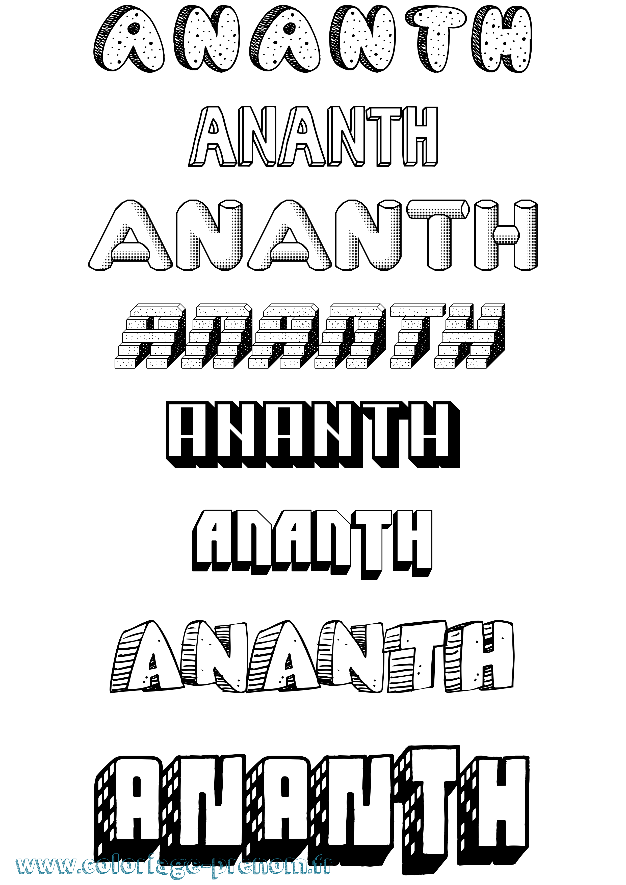 Coloriage Ananth Effet 3D Coloriage prénom Ananth Effet 3D