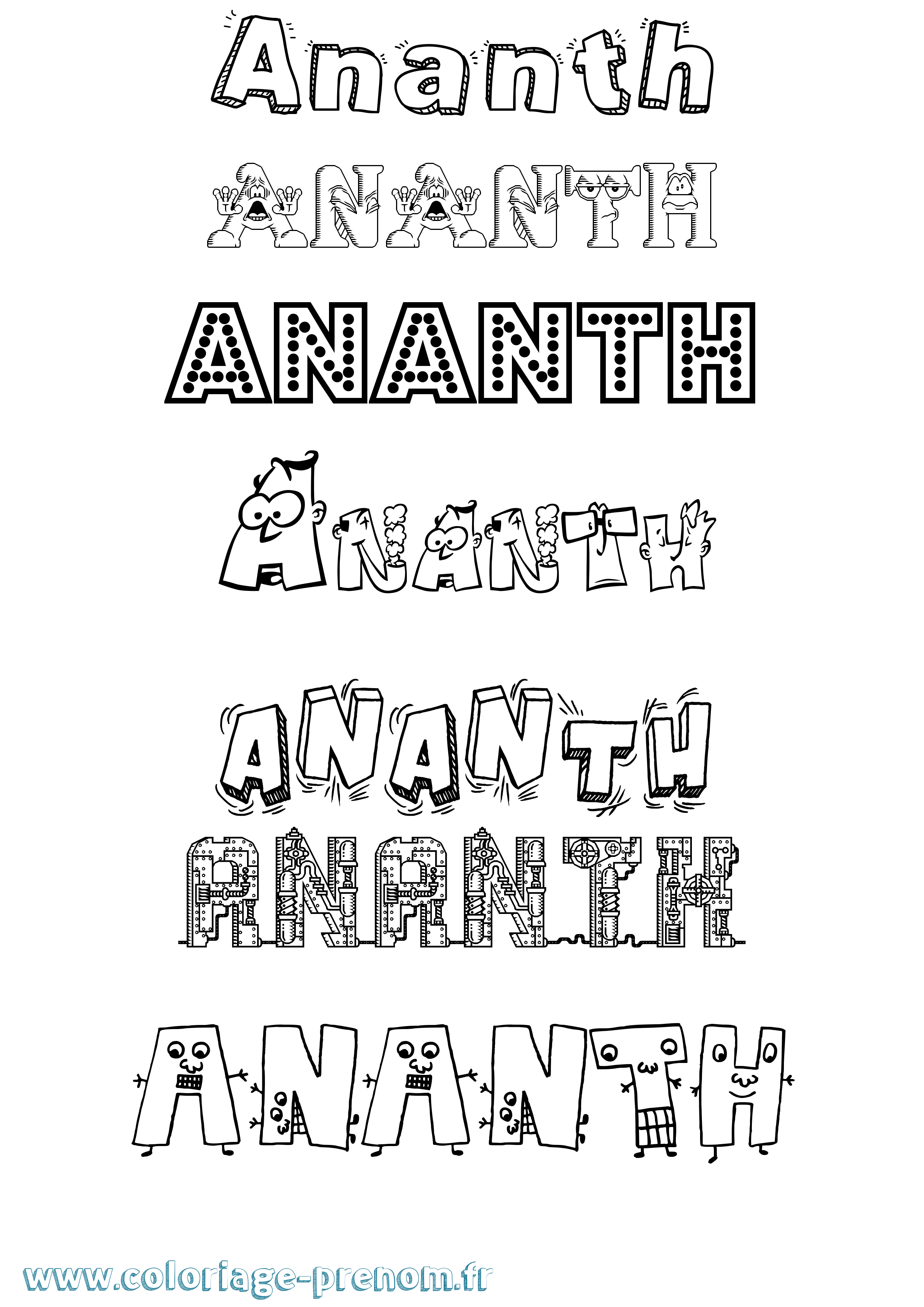 Coloriage Ananth Fun Coloriage prénom Ananth Fun