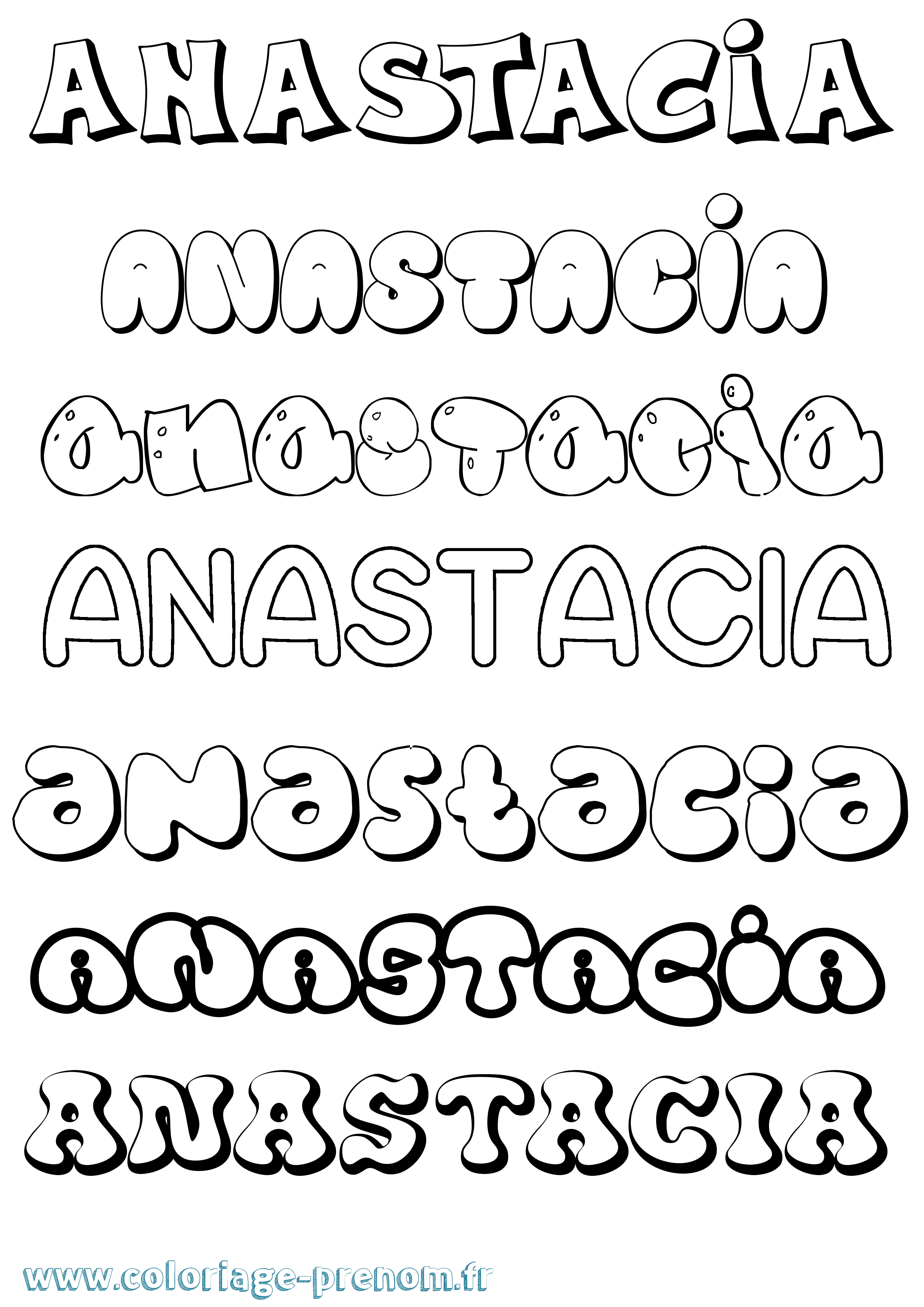 Coloriage Anastacia Bubble Coloriage prénom Anastacia Bubble