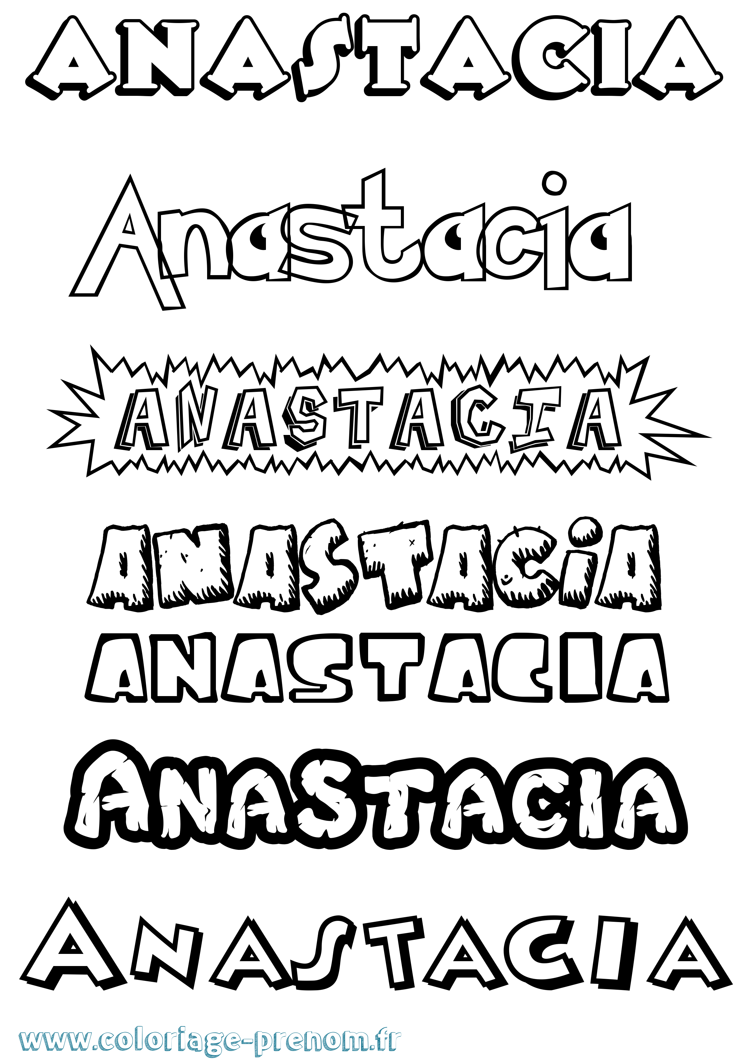 Coloriage Anastacia Dessin Animé Coloriage prénom Anastacia Dessin Animé
