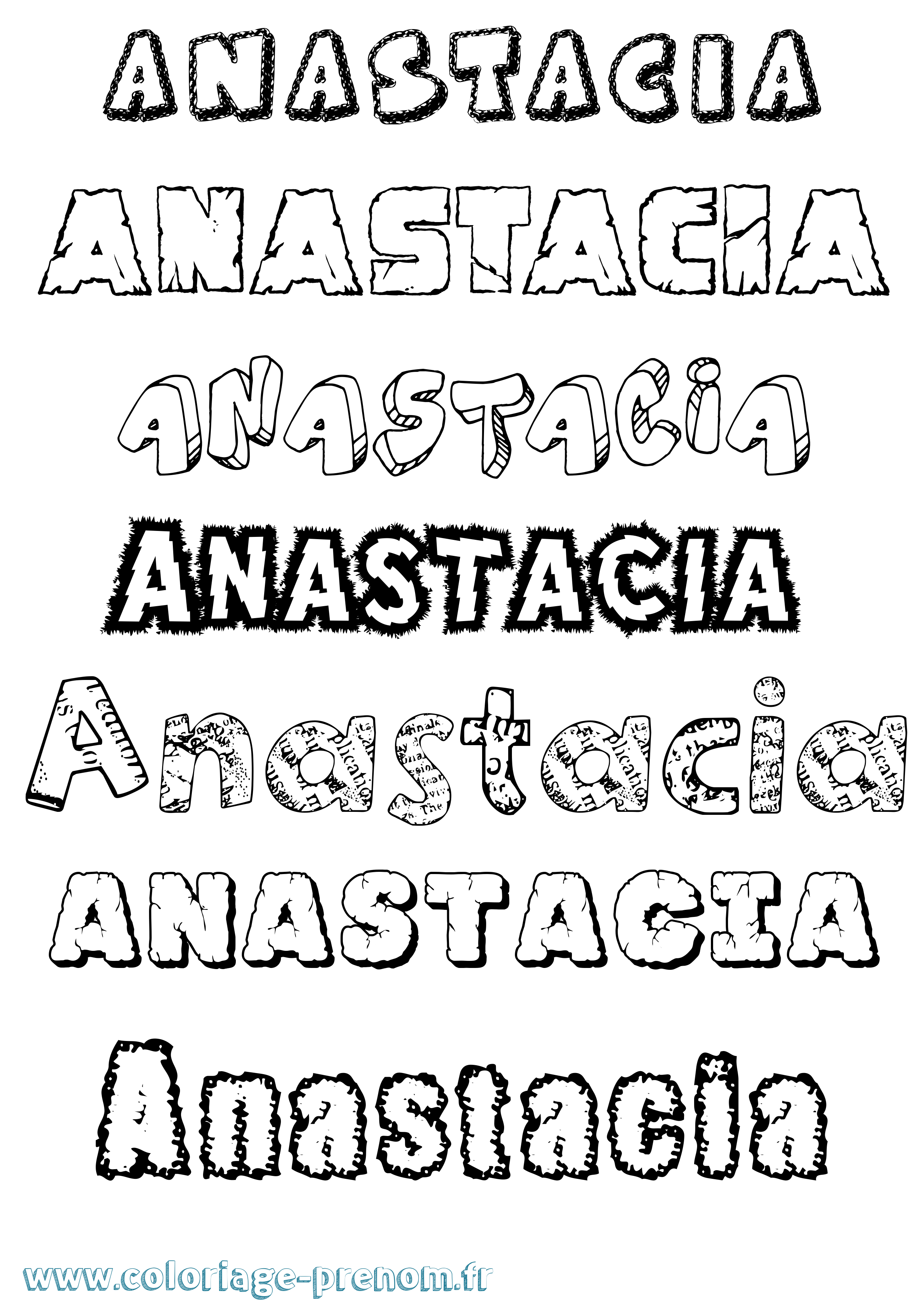 Coloriage Anastacia Destructuré Coloriage prénom Anastacia Destructuré