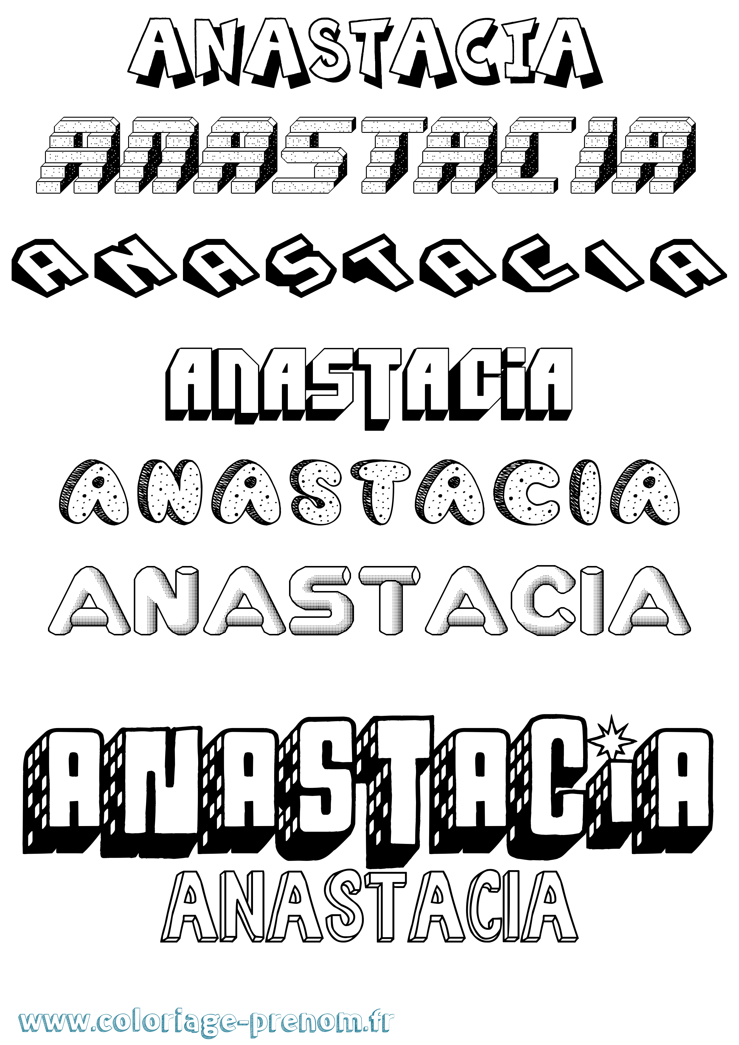 Coloriage Anastacia Effet 3D Coloriage prénom Anastacia Effet 3D