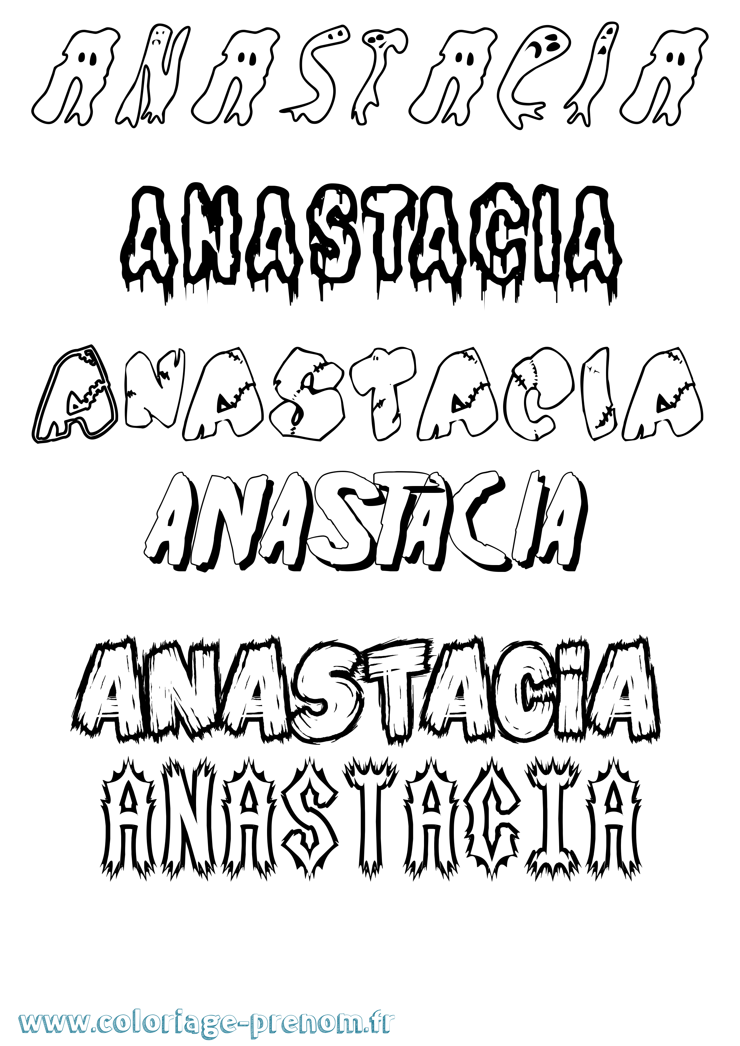 Coloriage Anastacia Frisson Coloriage prénom Anastacia Frisson