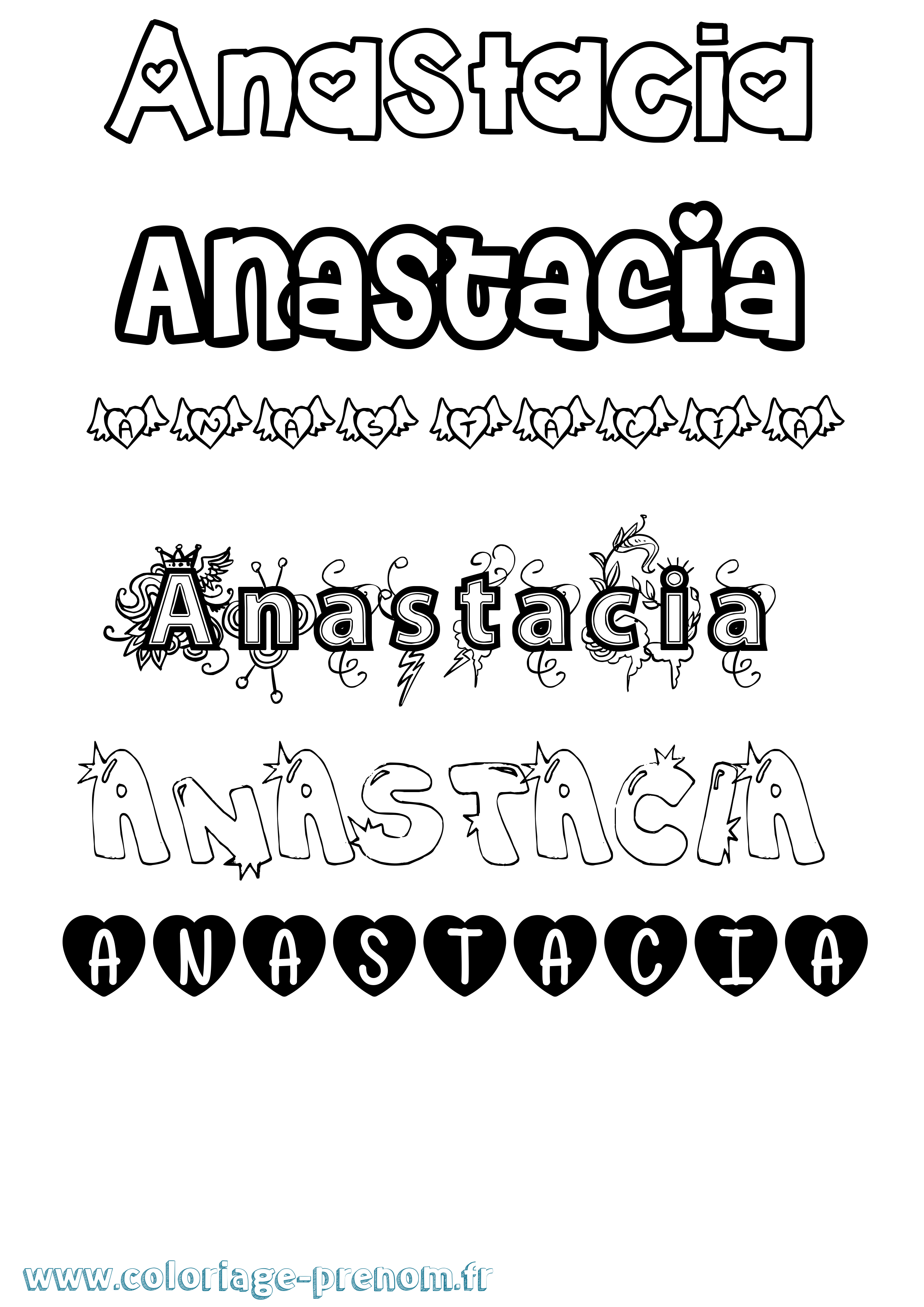 Coloriage Anastacia Girly Coloriage prénom Anastacia Girly