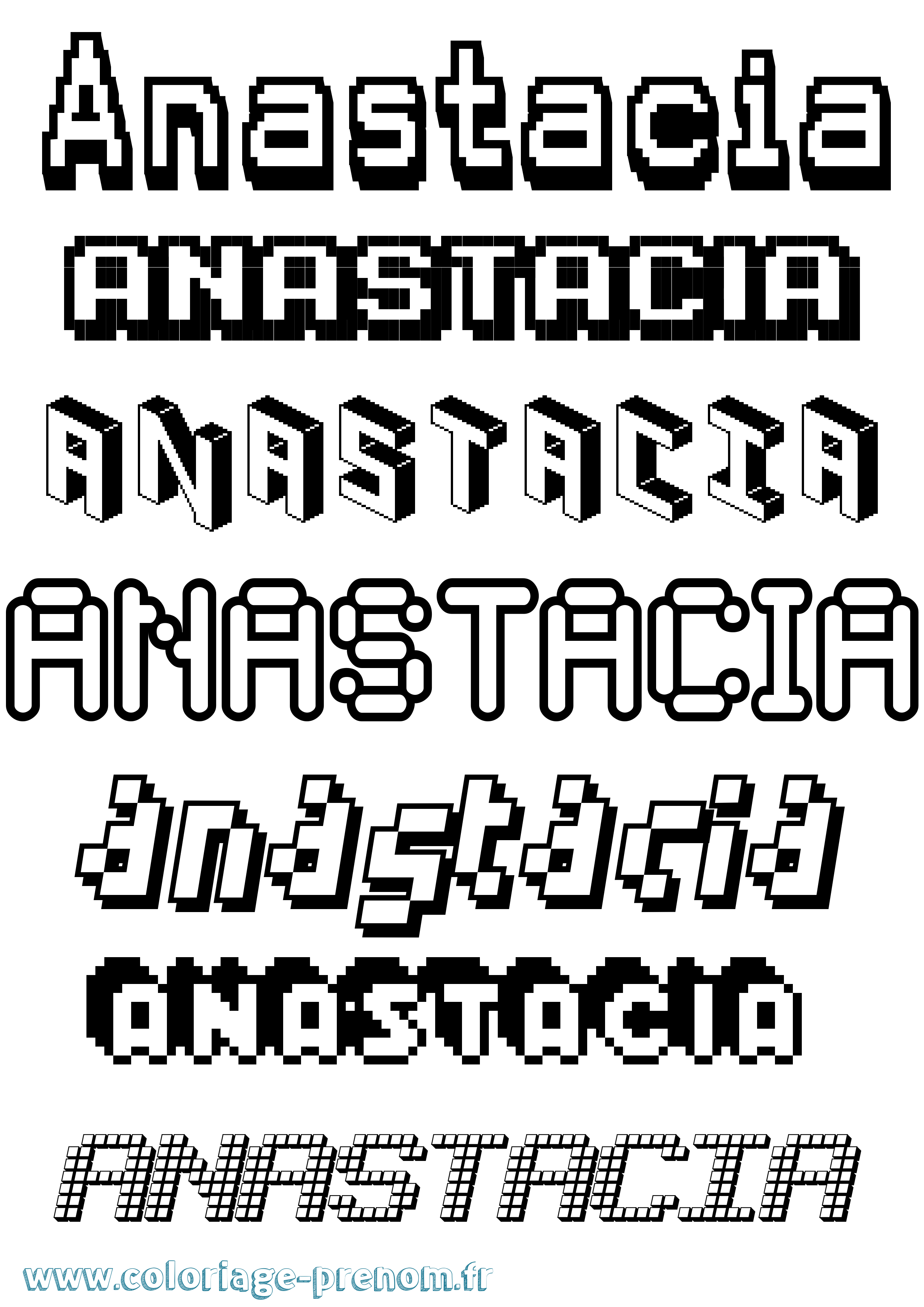 Coloriage Anastacia Pixel Coloriage prénom Anastacia Pixel