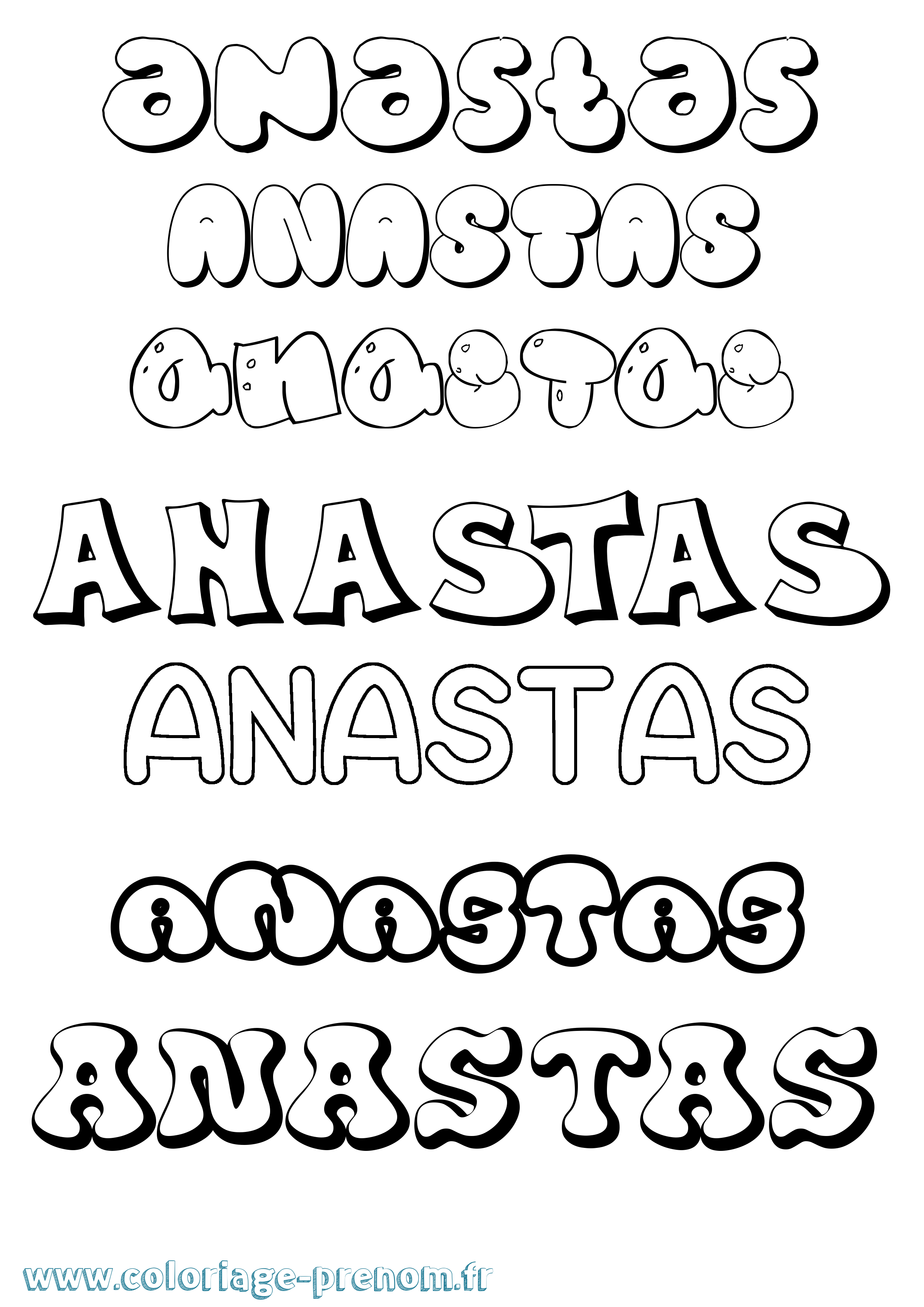 Coloriage Anastas Bubble Coloriage prénom Anastas Bubble