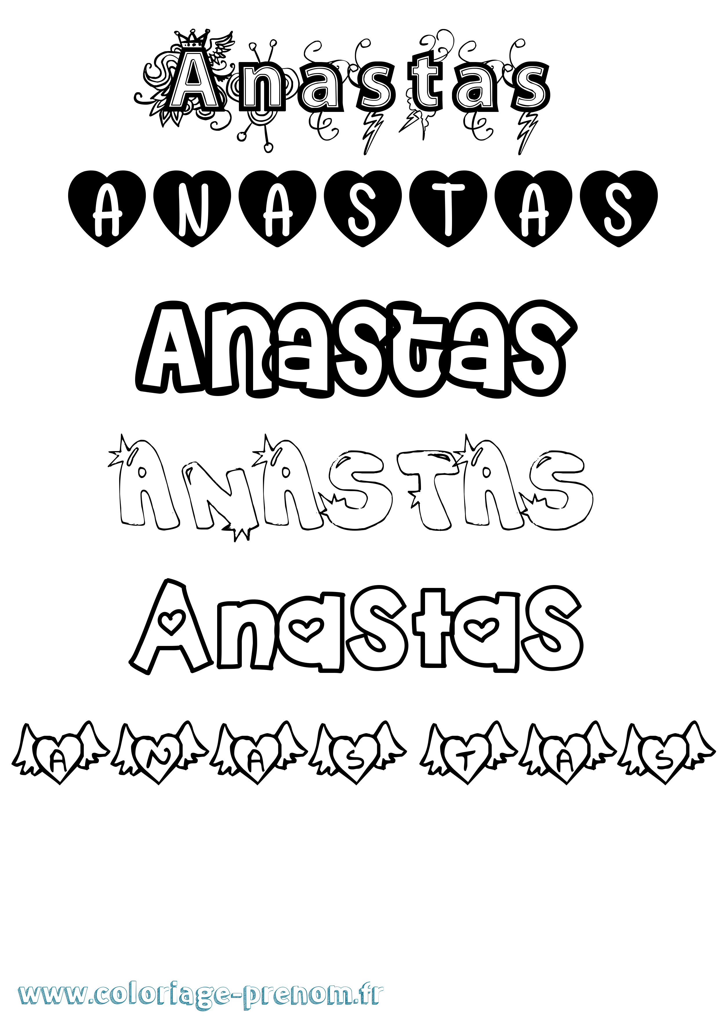 Coloriage Anastas Girly Coloriage prénom Anastas Girly