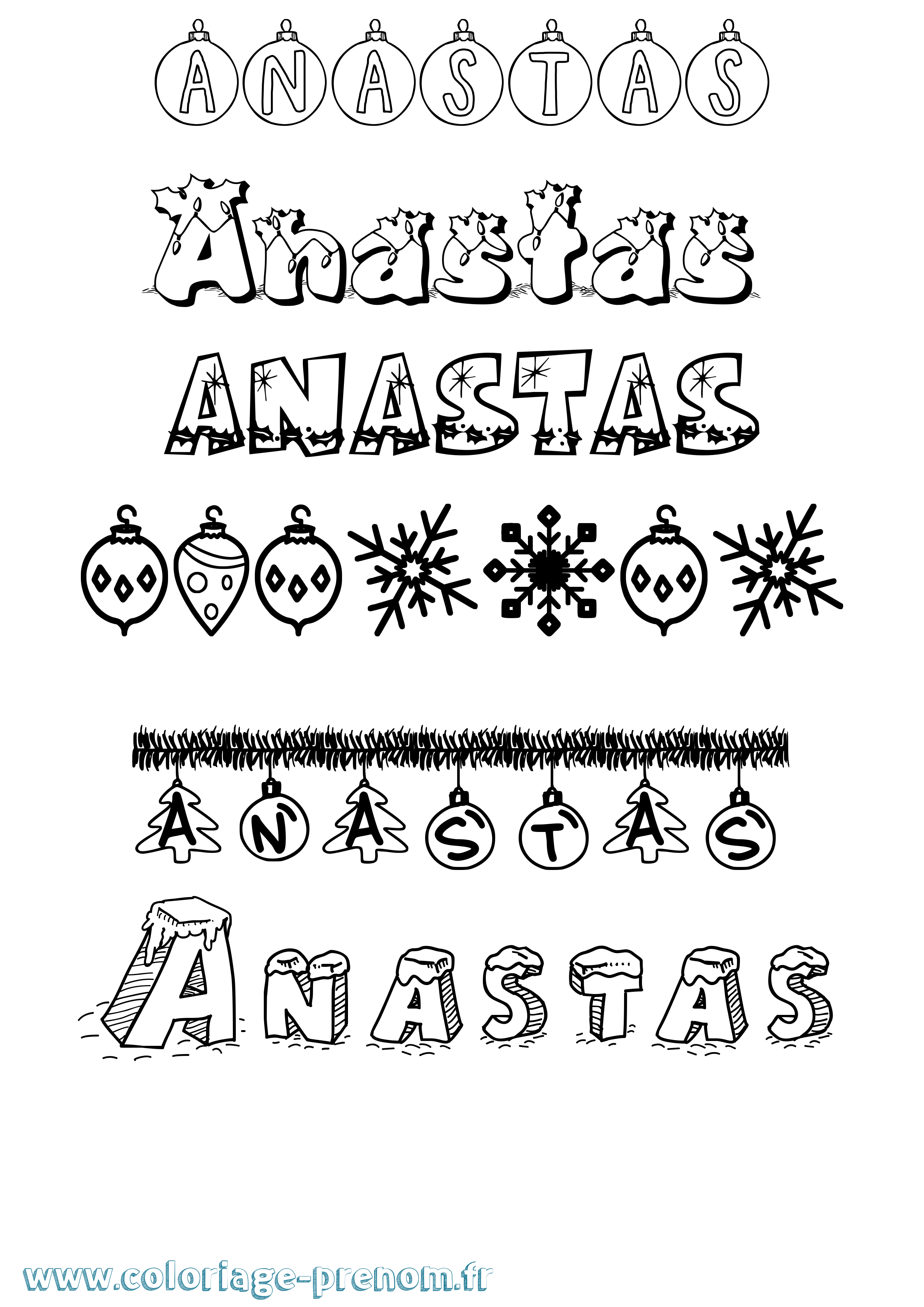 Coloriage Anastas Noël Coloriage prénom Anastas Noël