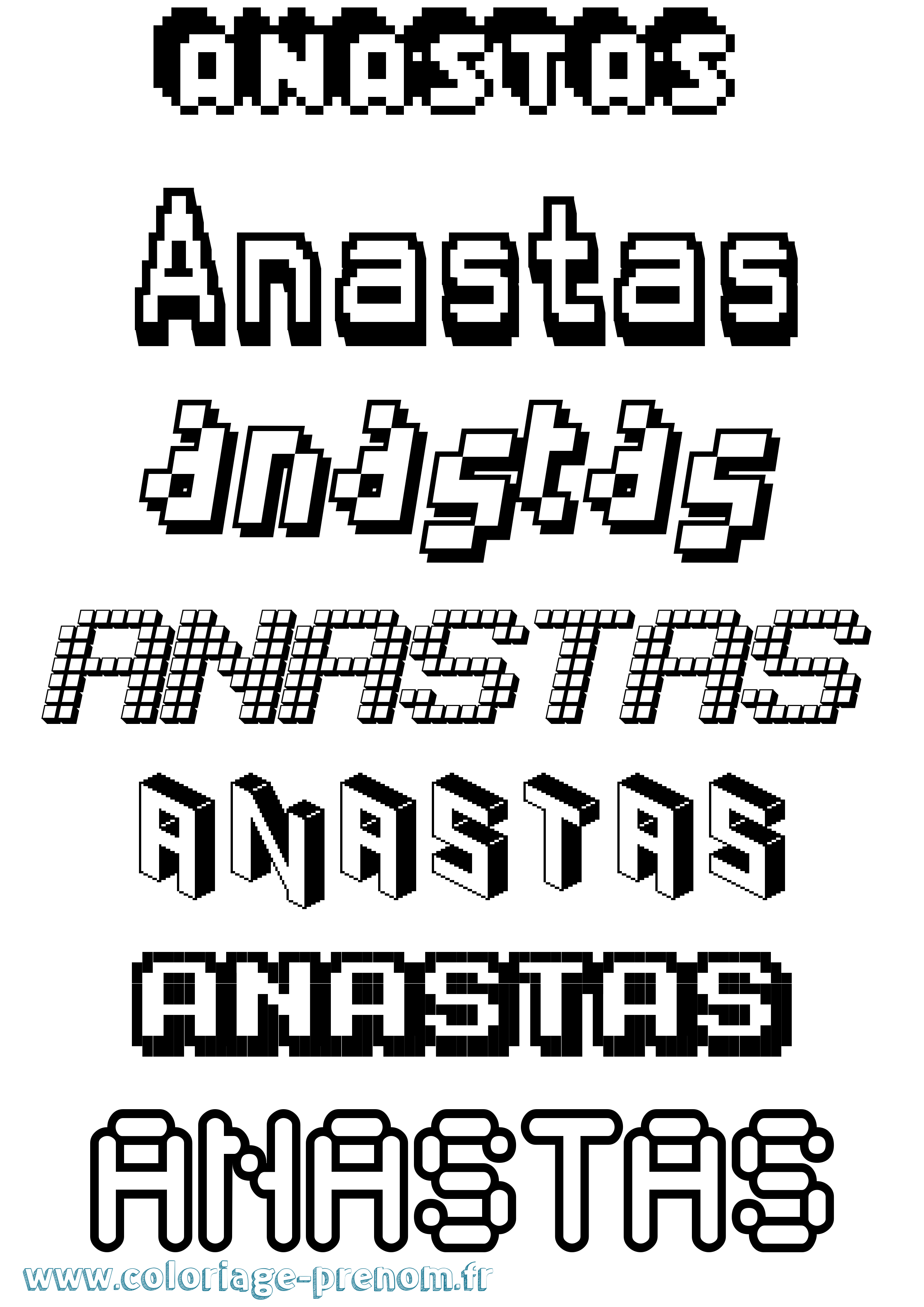 Coloriage Anastas Pixel Coloriage prénom Anastas Pixel