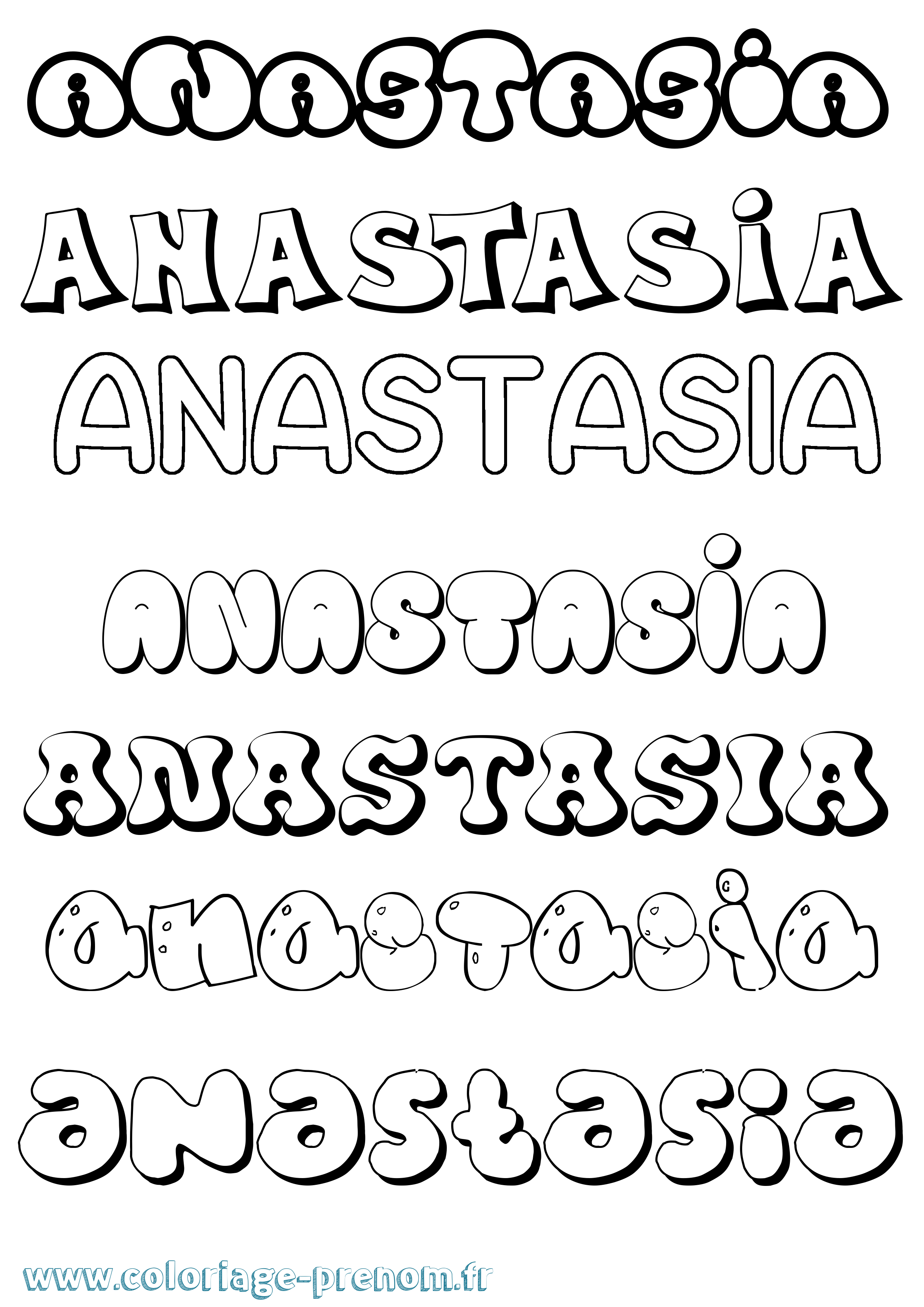 Coloriage Anastasia Bubble Coloriage prénom Anastasia Bubble