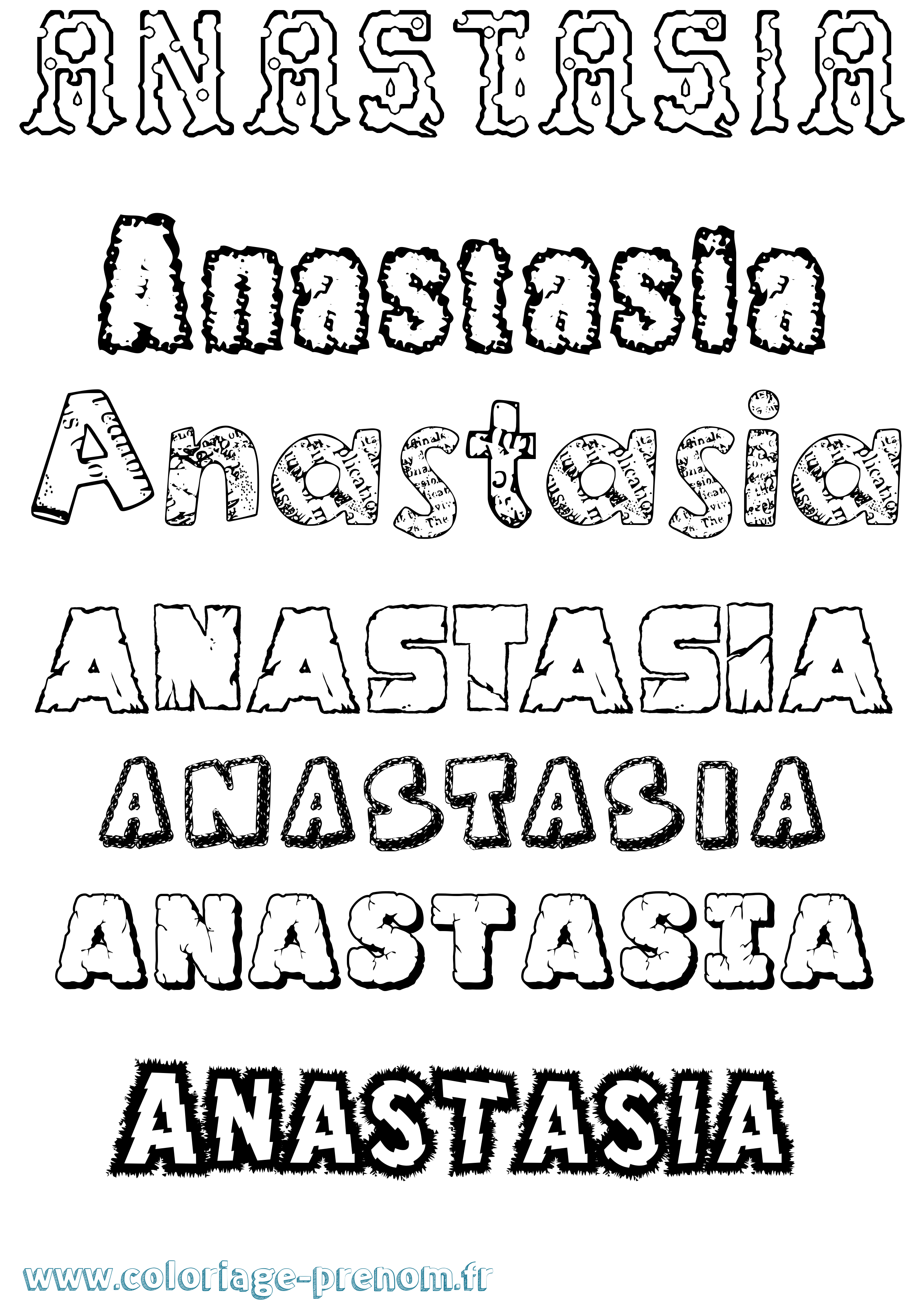 Coloriage Anastasia Destructuré Coloriage prénom Anastasia Destructuré
