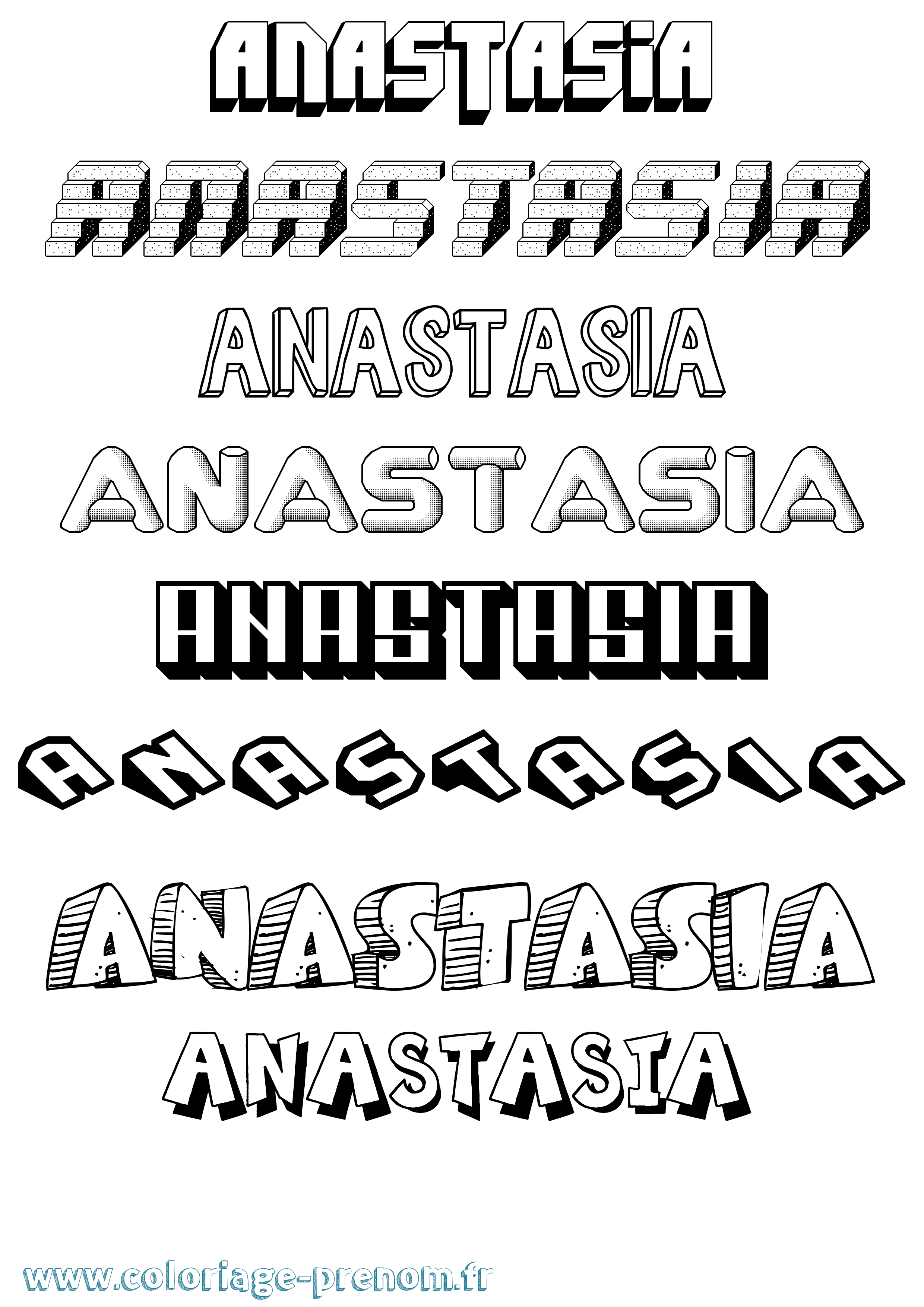 Coloriage Anastasia Effet 3D Coloriage prénom Anastasia Effet 3D