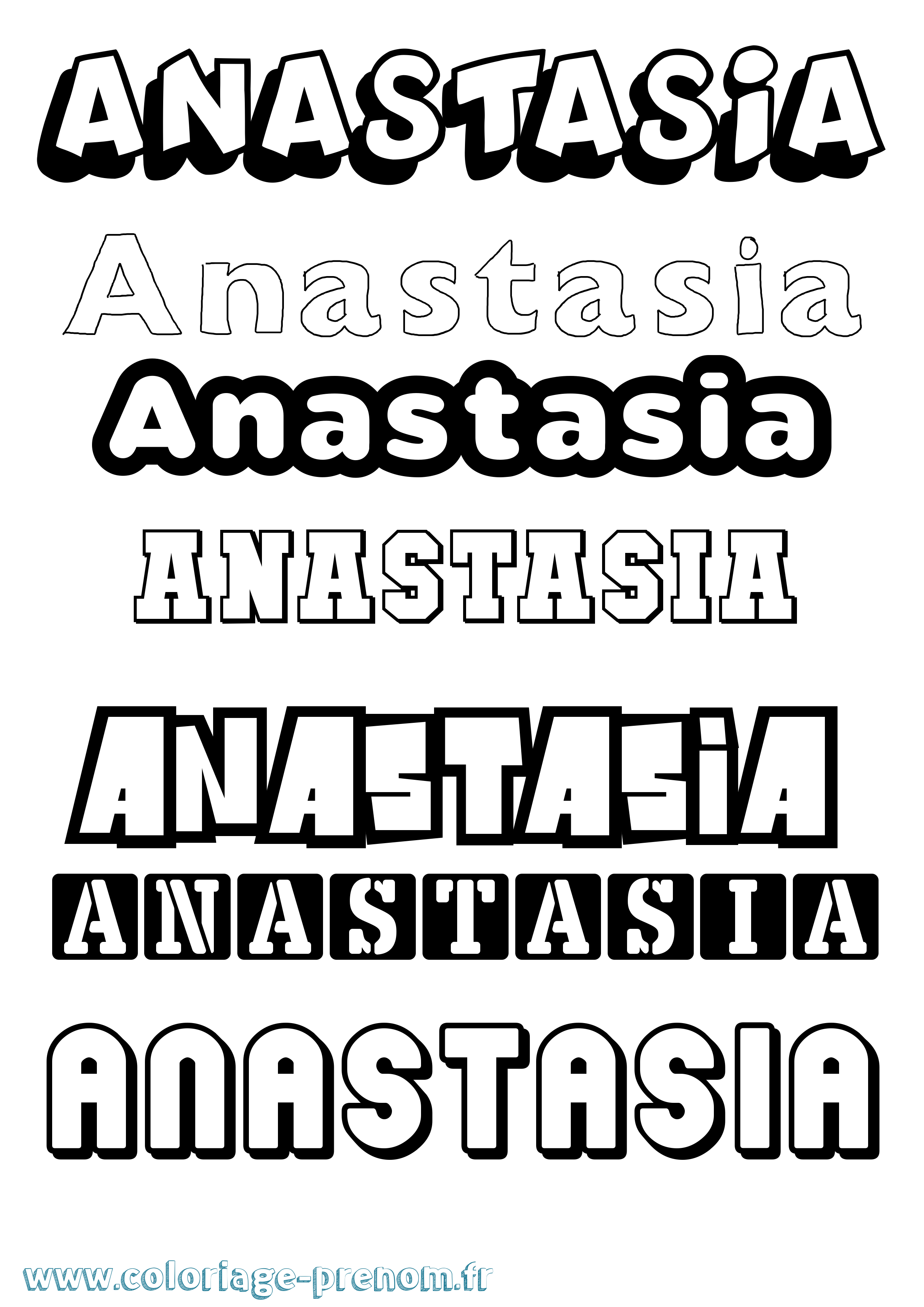 Coloriage Anastasia Simple Coloriage prénom Anastasia Simple
