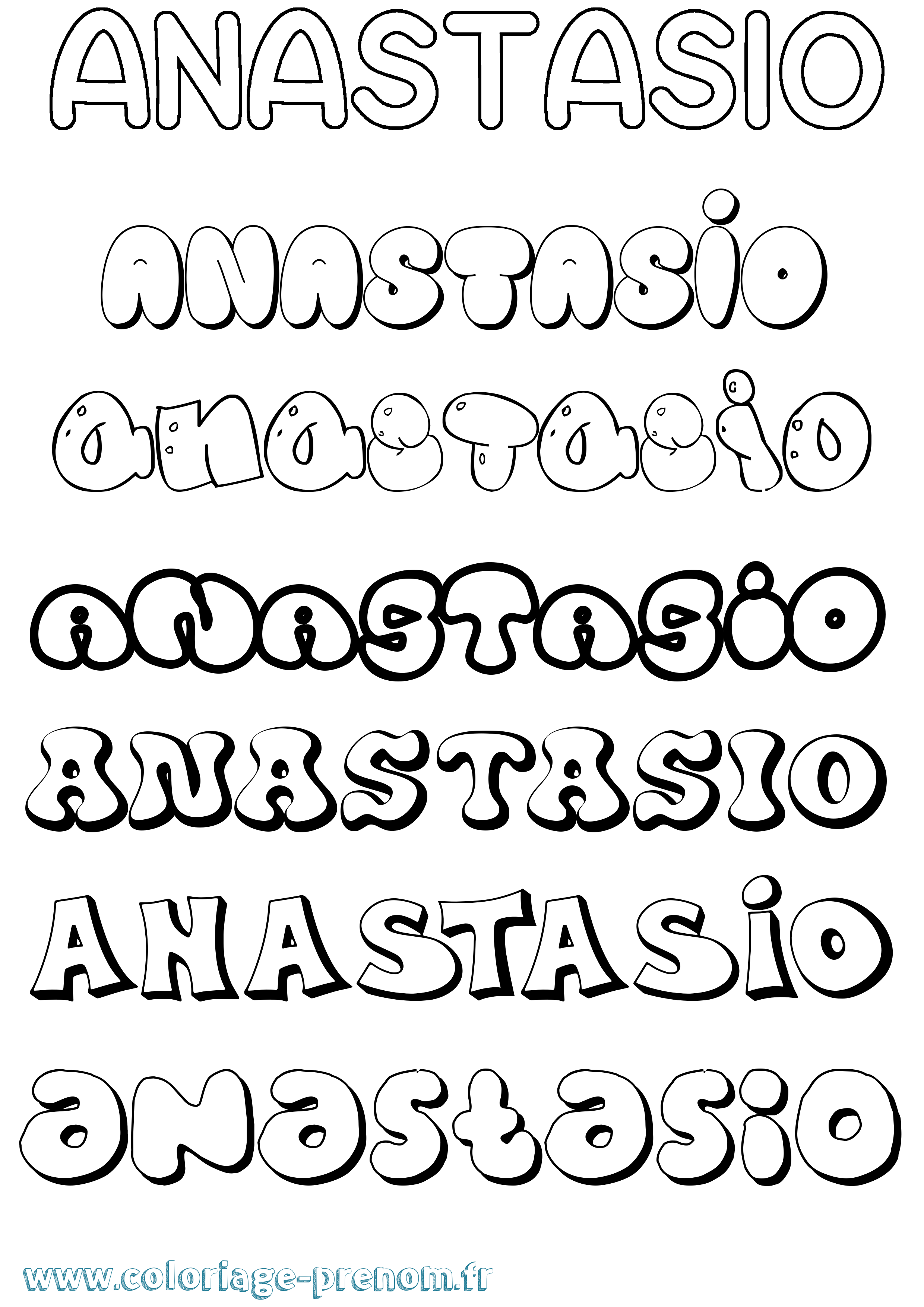 Coloriage Anastasio Bubble Coloriage prénom Anastasio Bubble