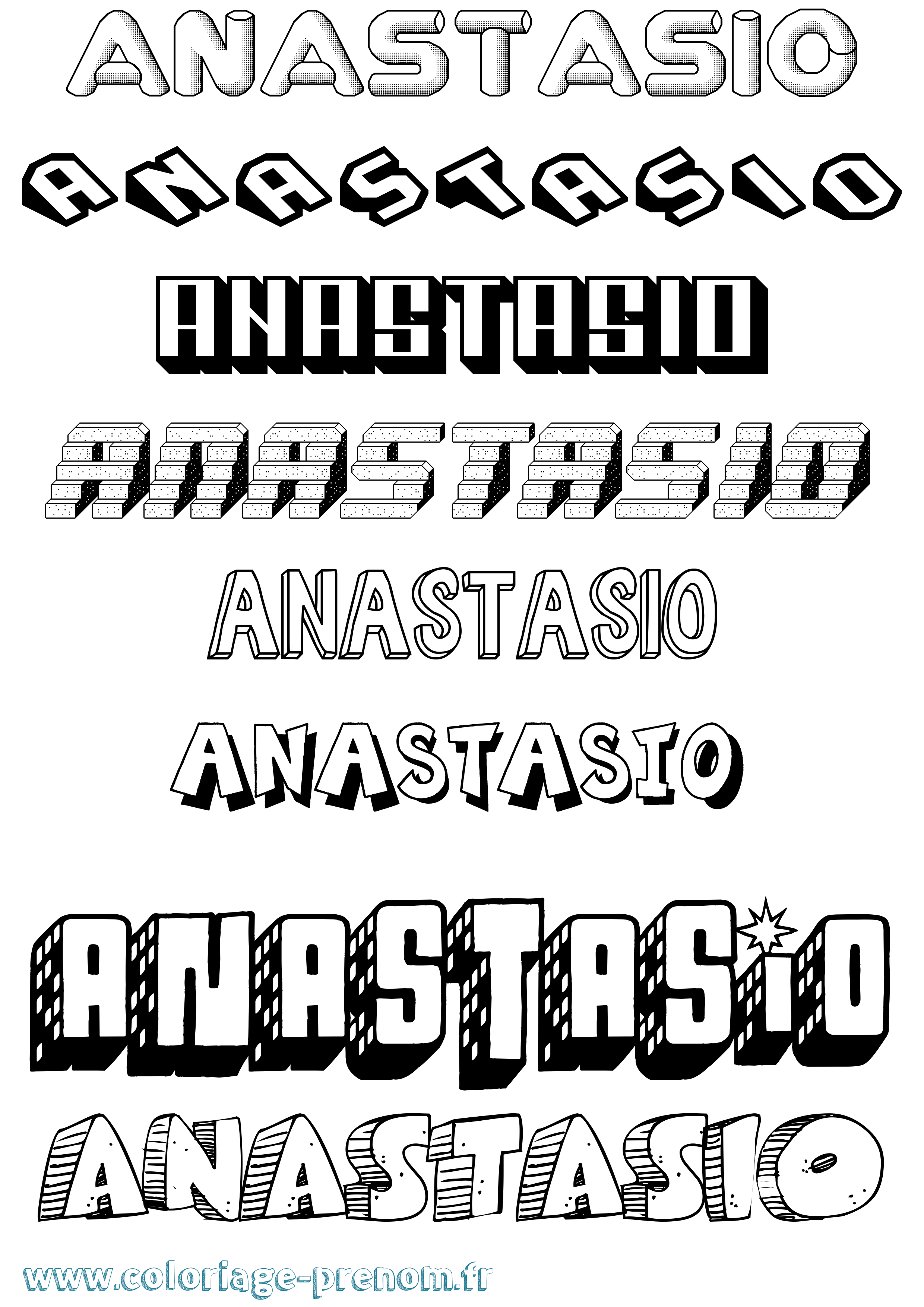 Coloriage Anastasio Effet 3D Coloriage prénom Anastasio Effet 3D