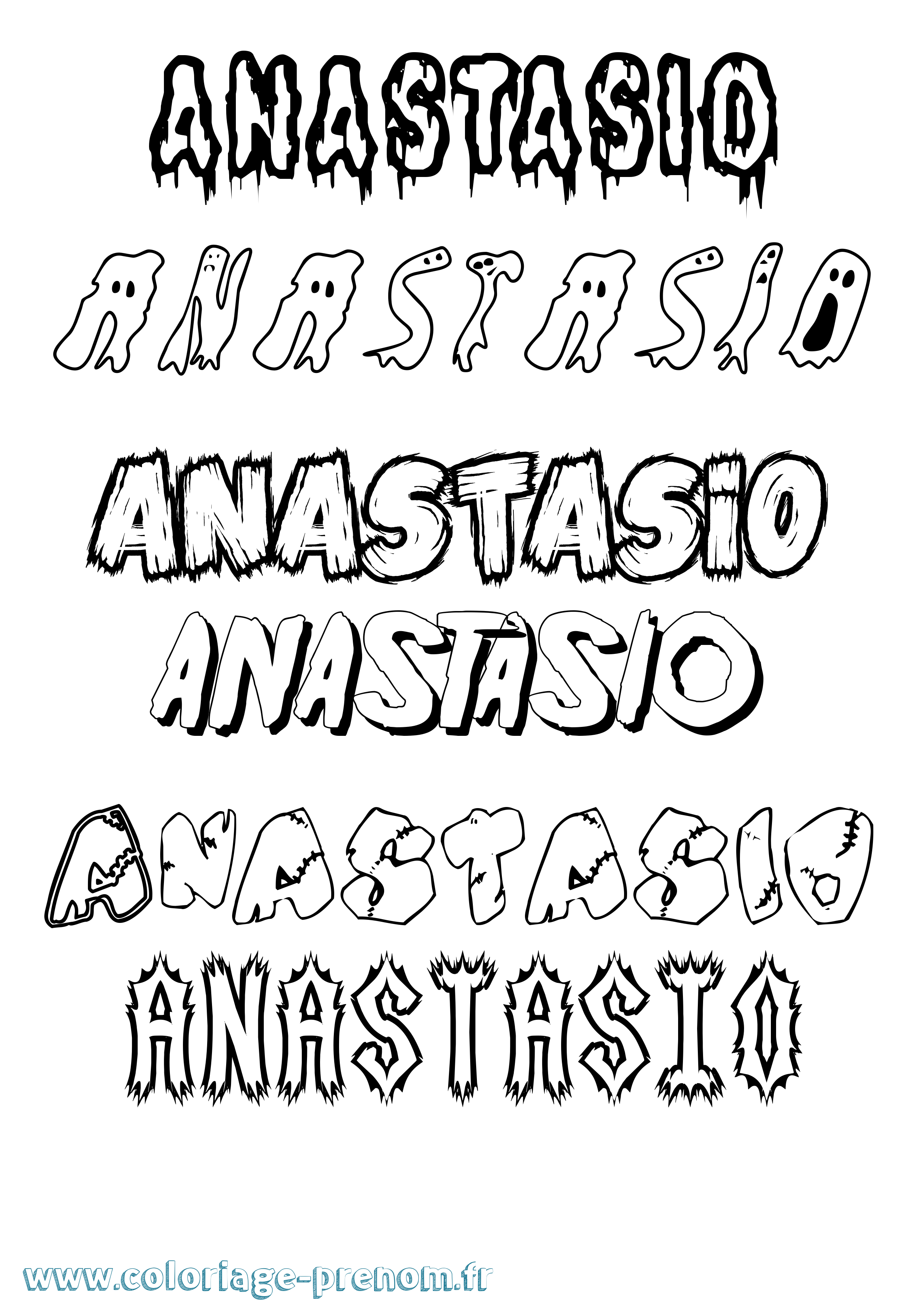 Coloriage Anastasio Frisson Coloriage prénom Anastasio Frisson