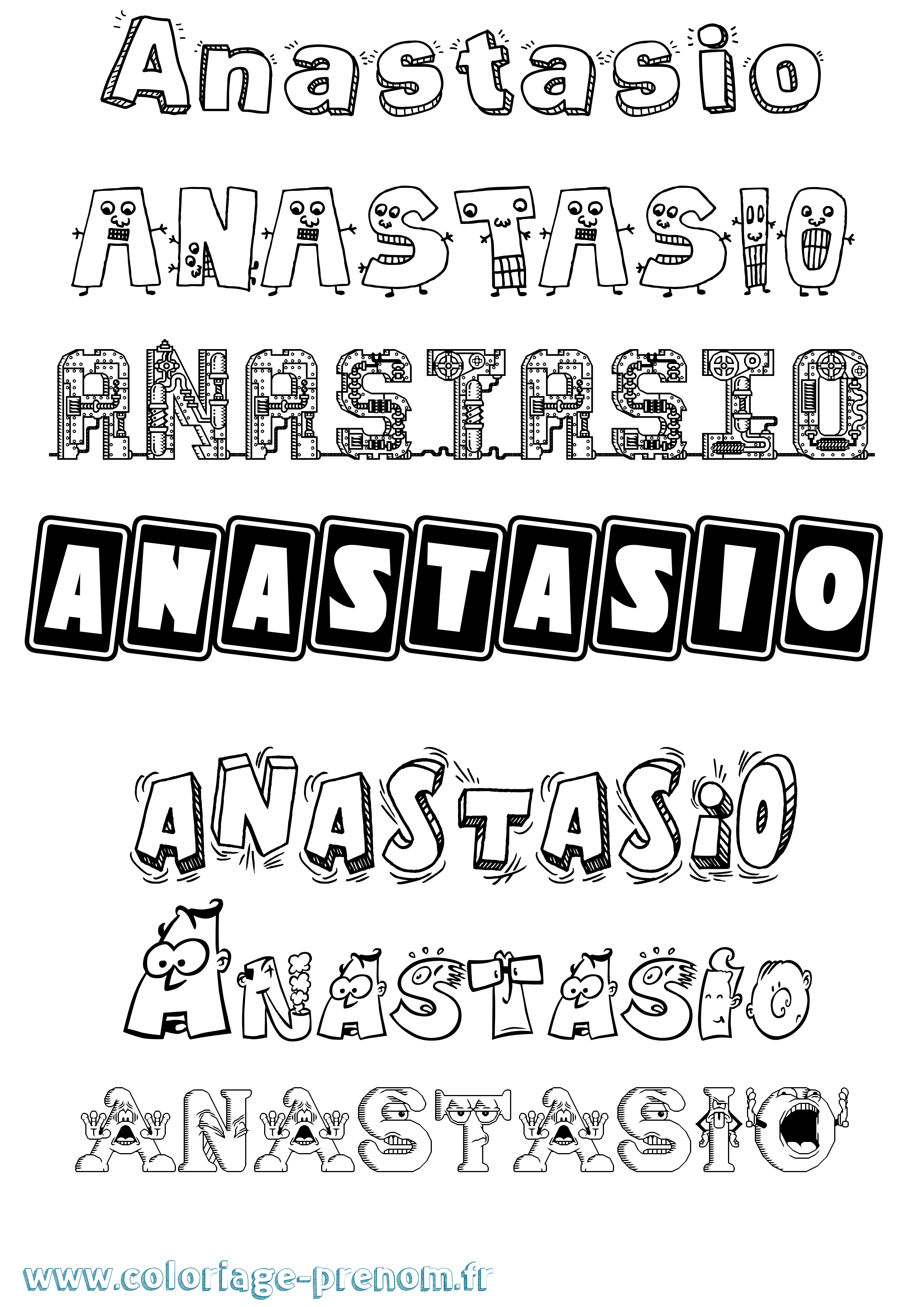 Coloriage Anastasio Fun Coloriage prénom Anastasio Fun