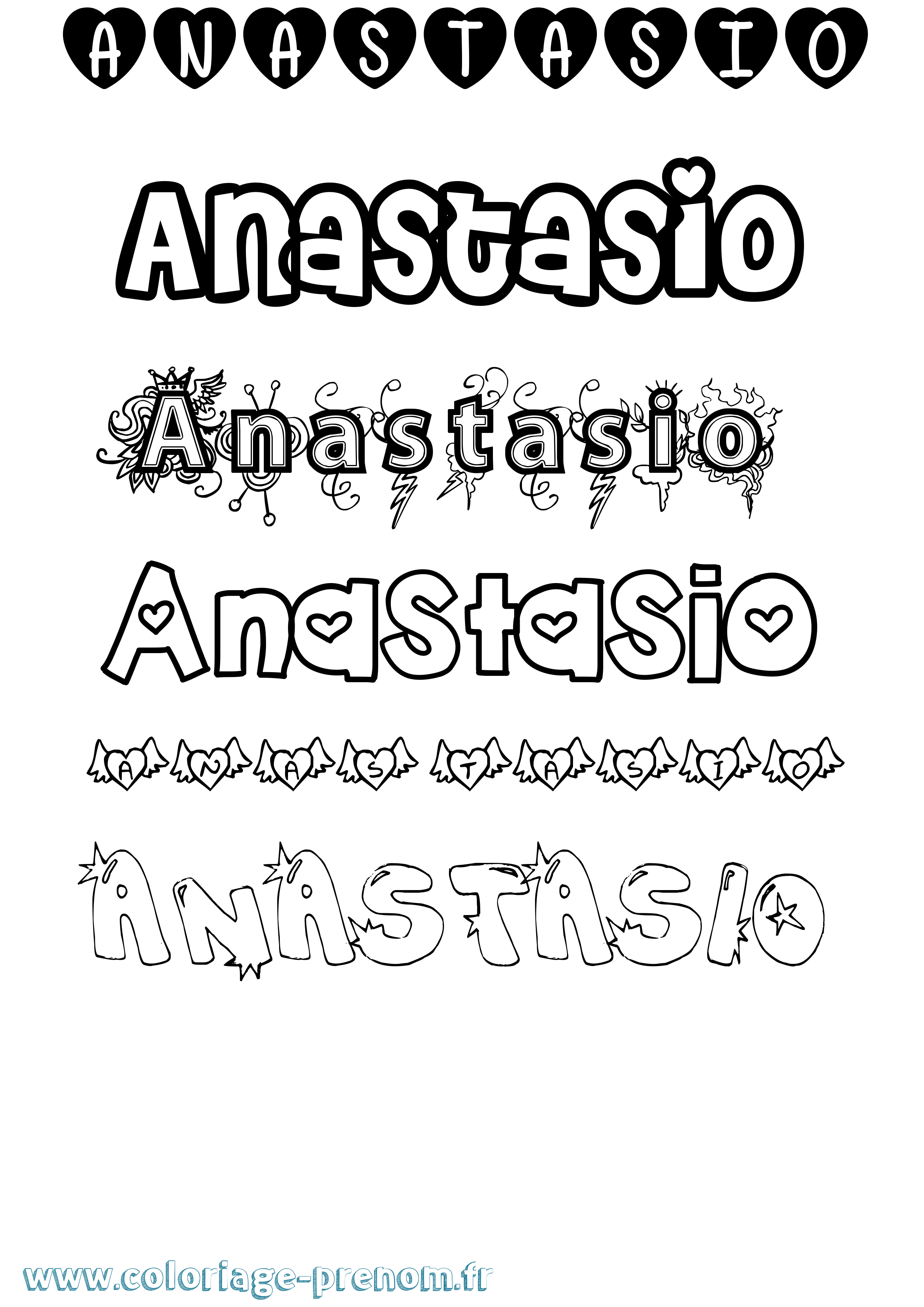 Coloriage Anastasio Girly Coloriage prénom Anastasio Girly