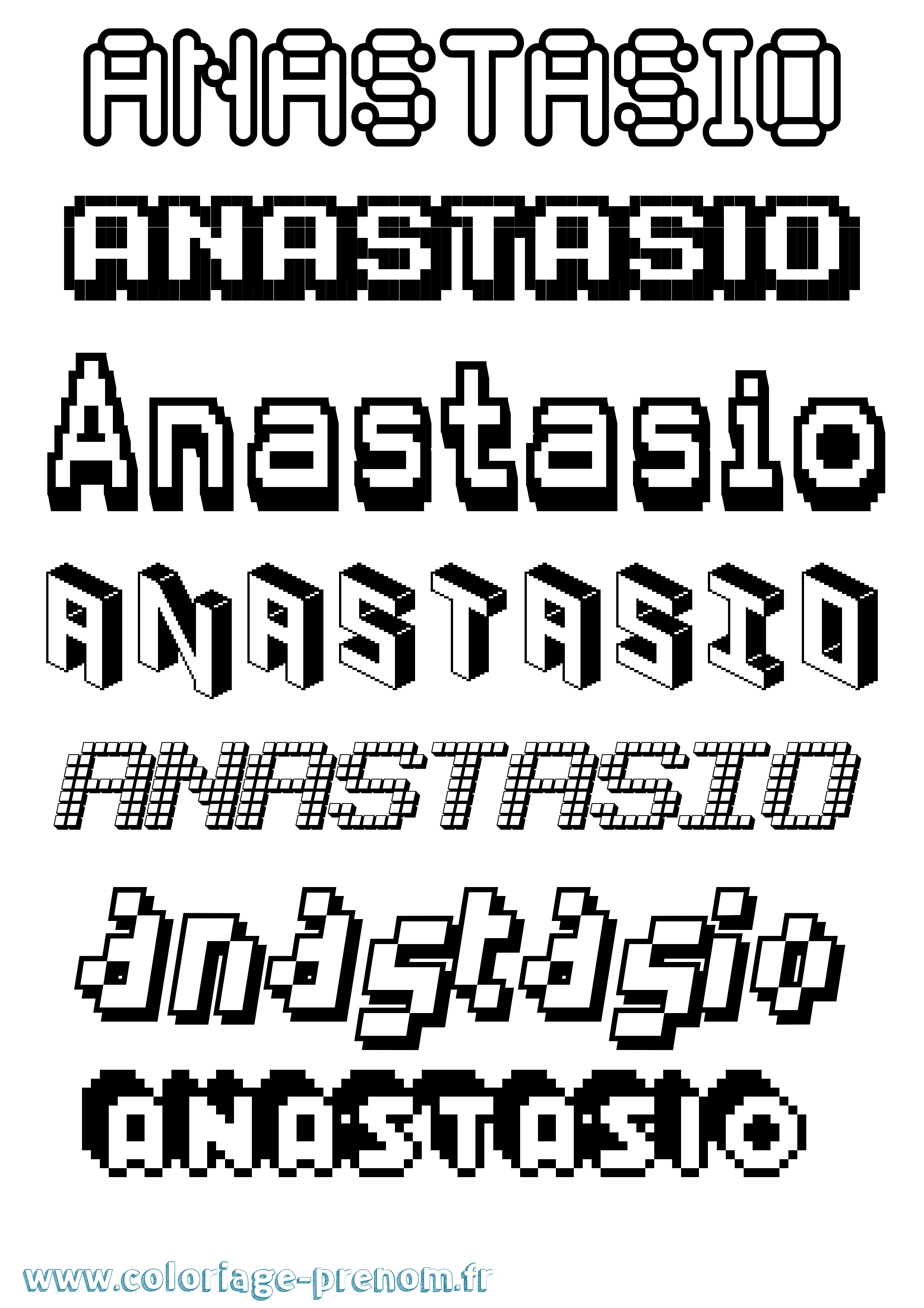 Coloriage Anastasio Pixel Coloriage prénom Anastasio Pixel