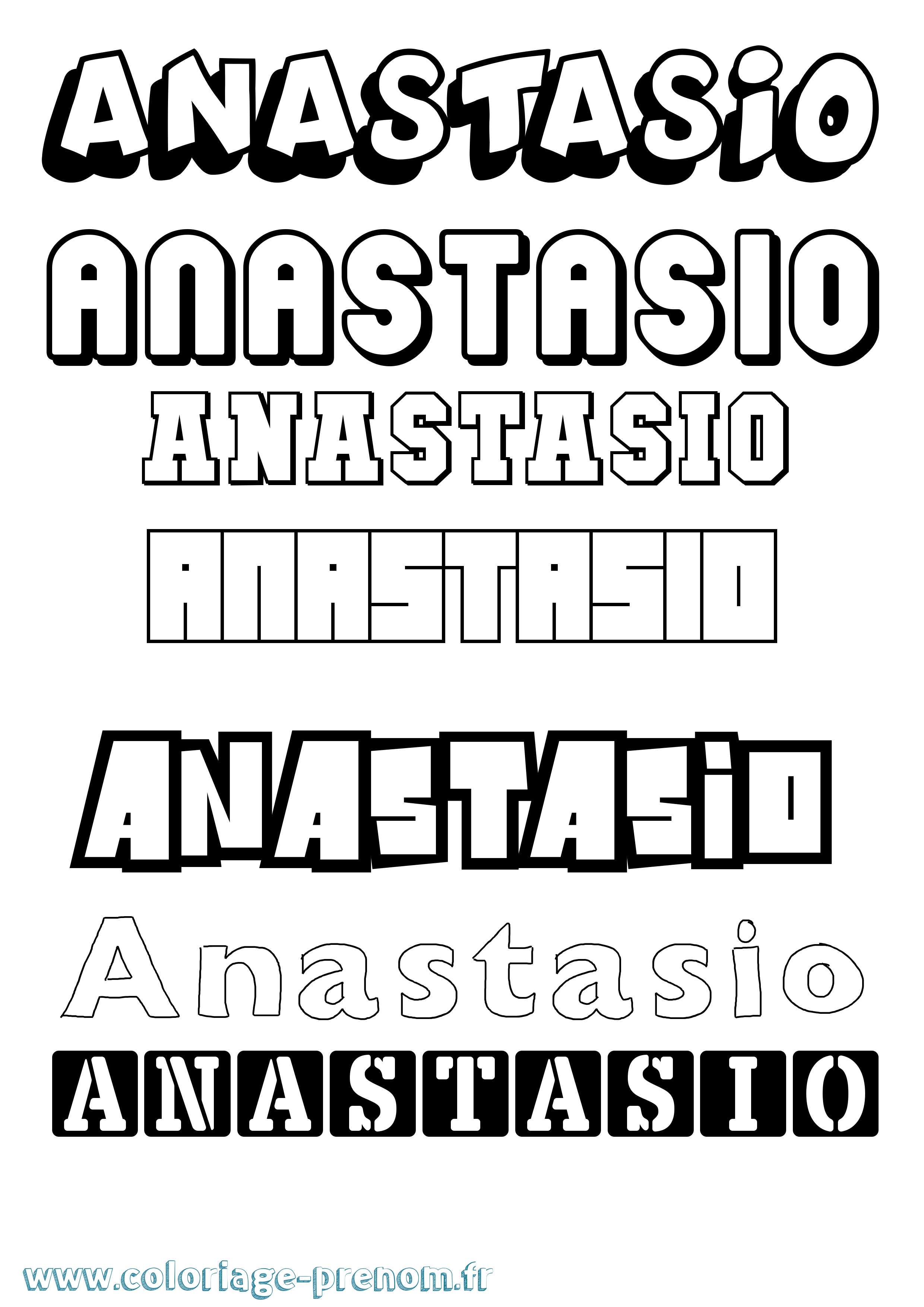 Coloriage Anastasio Simple Coloriage prénom Anastasio Simple